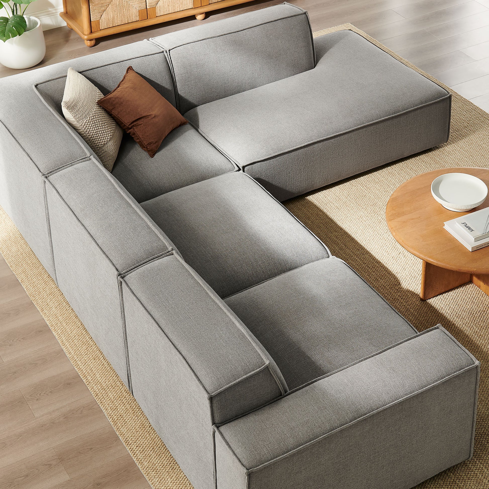 Restore 4-Piece Performance Fabric Upholstered Modular L-Shaped Sofa by Modway