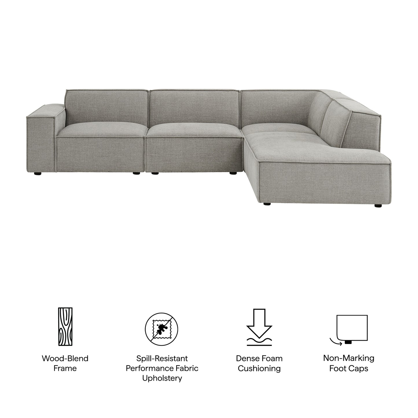Restore 4-Piece Performance Fabric Upholstered Modular L-Shaped Sofa by Modway
