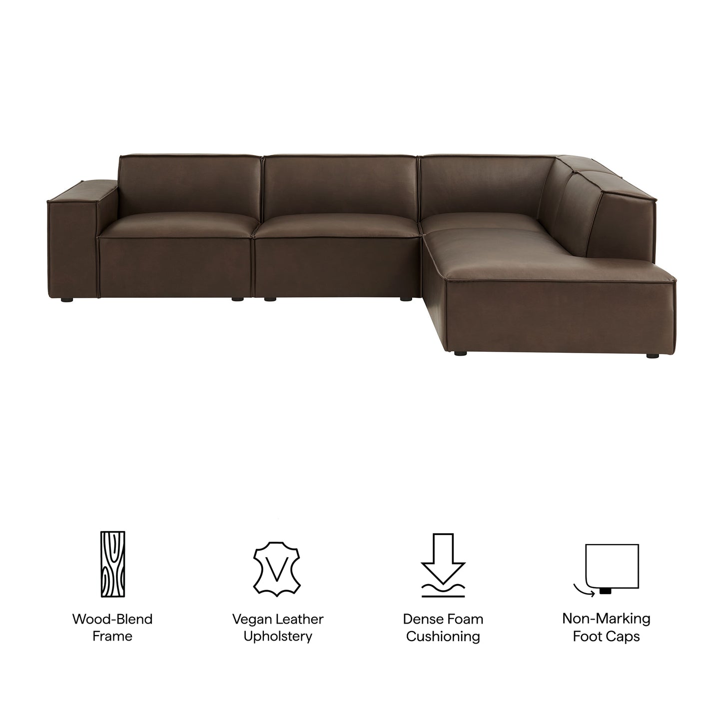 Restore 4-Piece Vegan Leather Modular L-Shaped Sofa by Modway