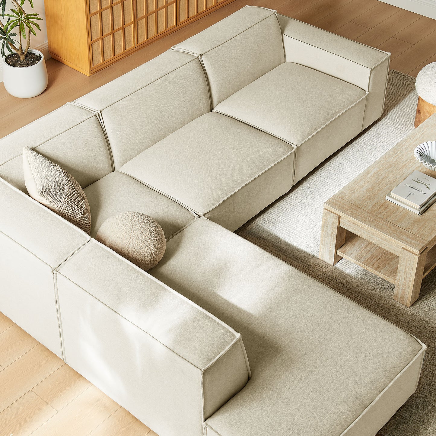 Restore 4-Piece Performance Fabric Upholstered Modular L-Shaped Sofa by Modway