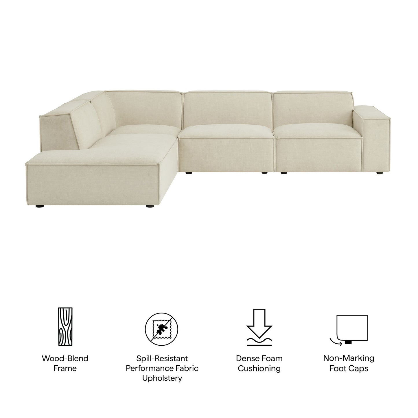 Restore 4-Piece Performance Fabric Upholstered Modular L-Shaped Sofa by Modway