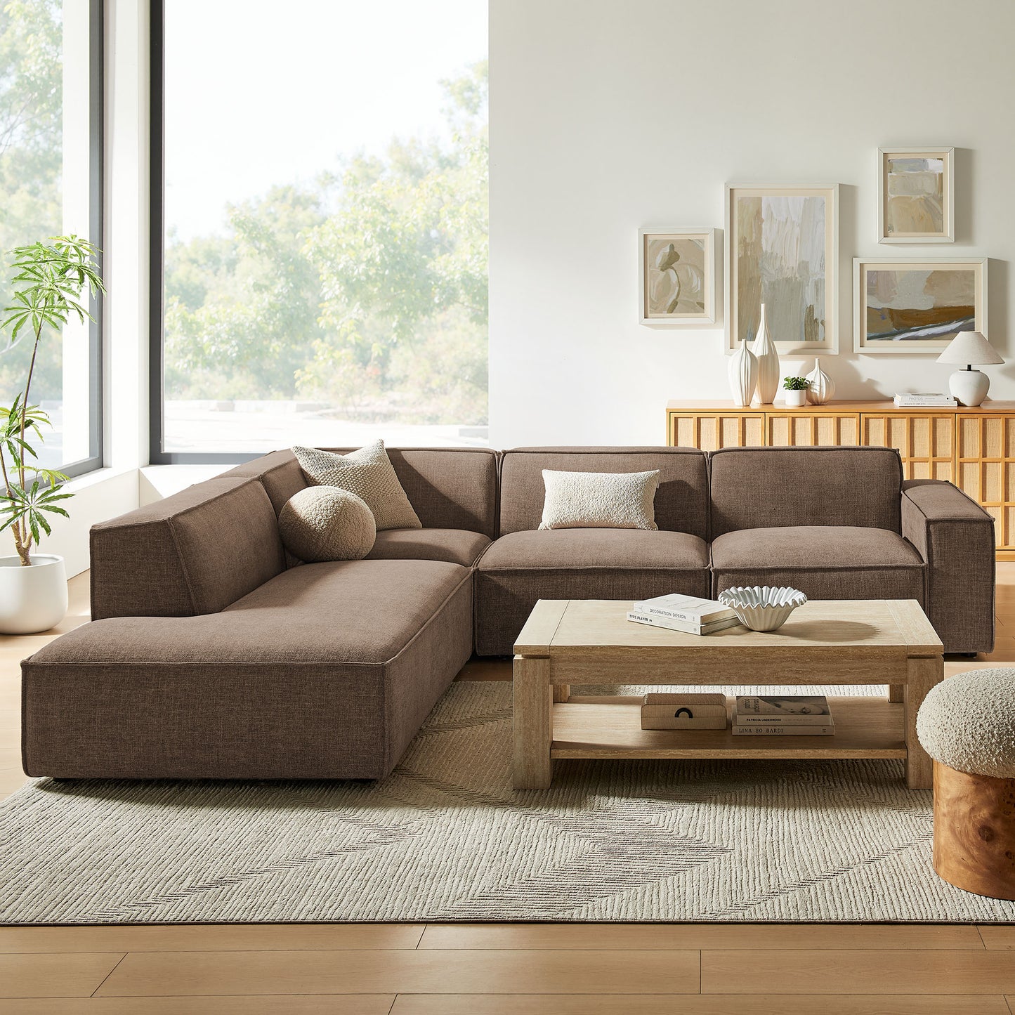 Restore 4-Piece Performance Fabric Upholstered Modular L-Shaped Sofa by Modway