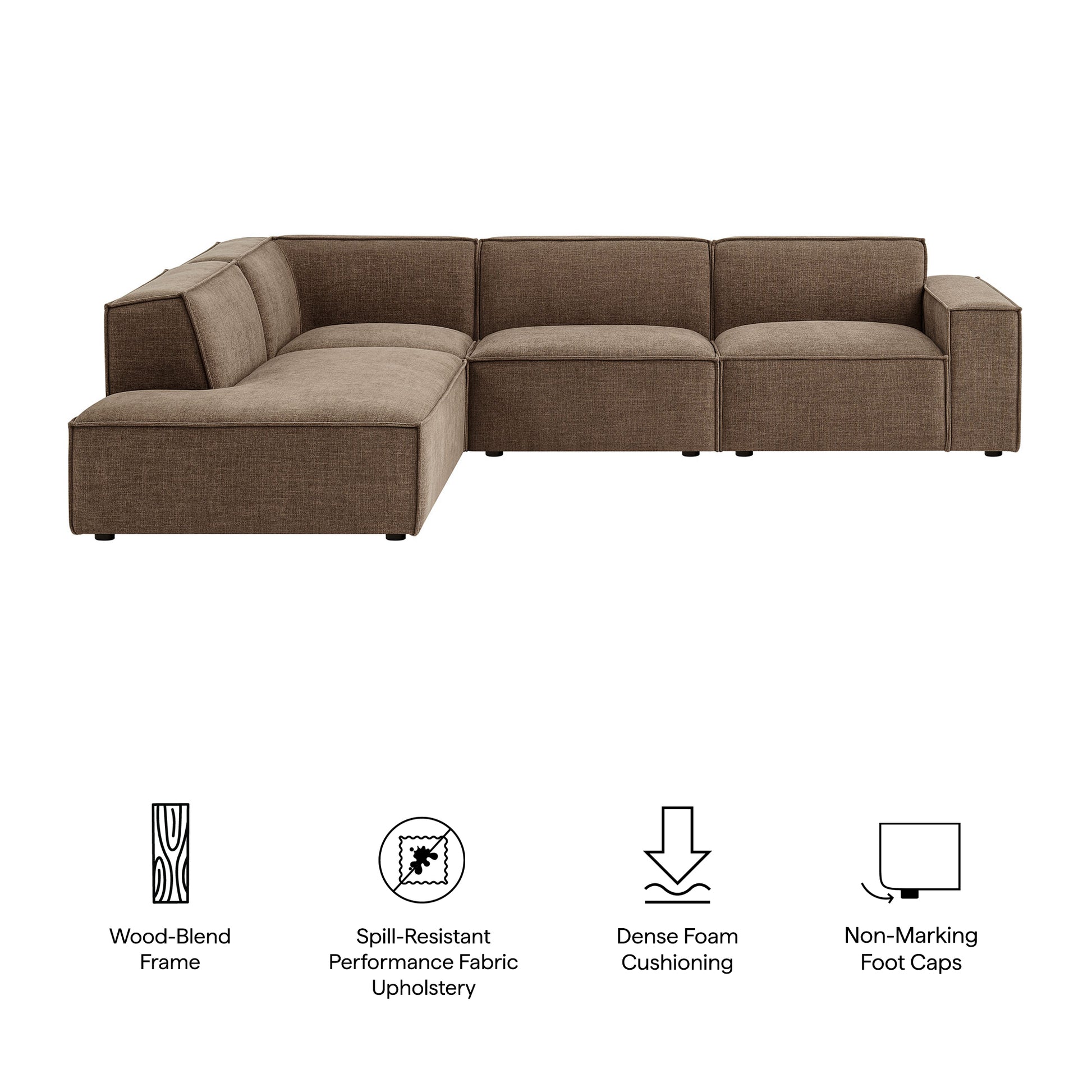Restore 4-Piece Performance Fabric Upholstered Modular L-Shaped Sofa by Modway