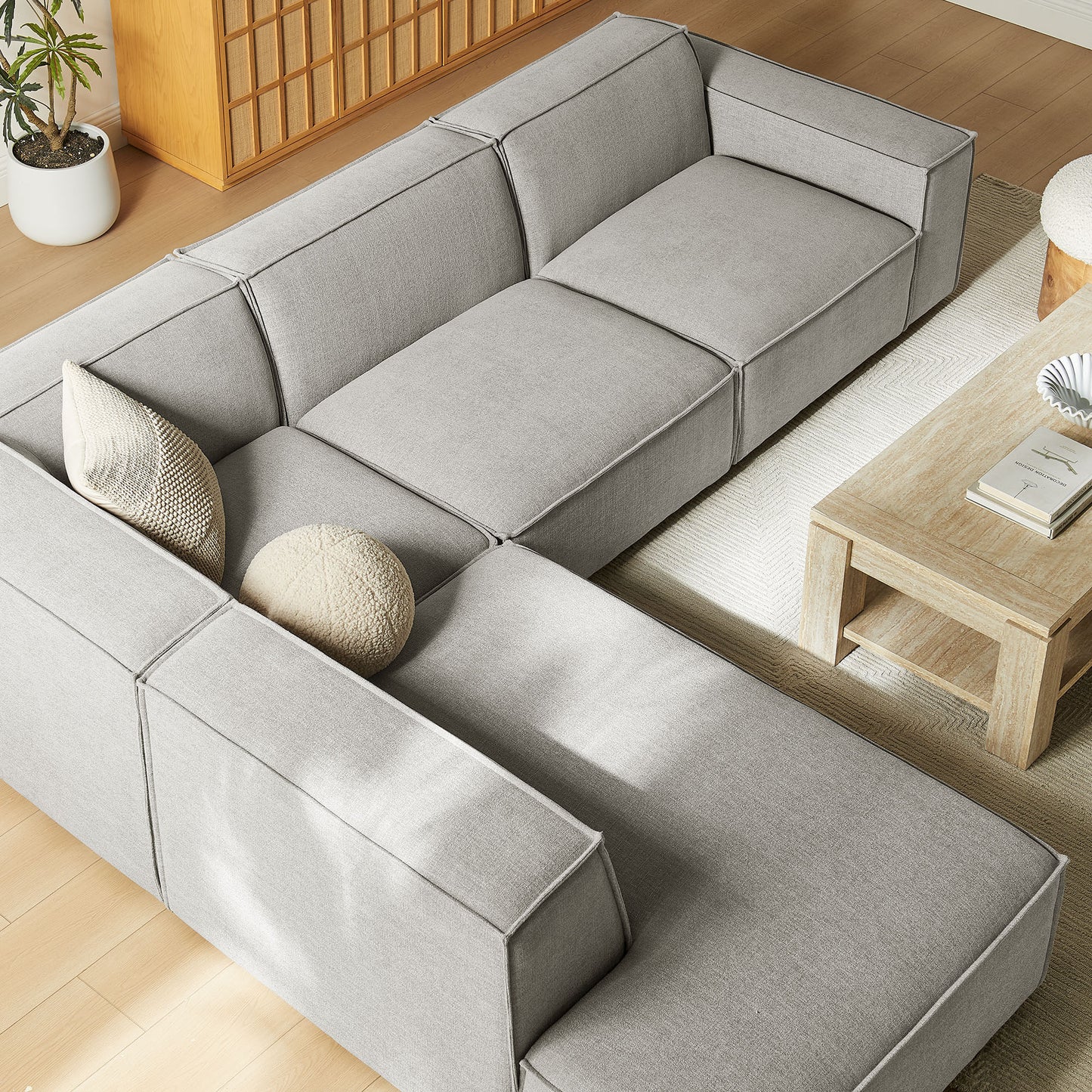 Restore 4-Piece Performance Fabric Upholstered Modular L-Shaped Sofa by Modway