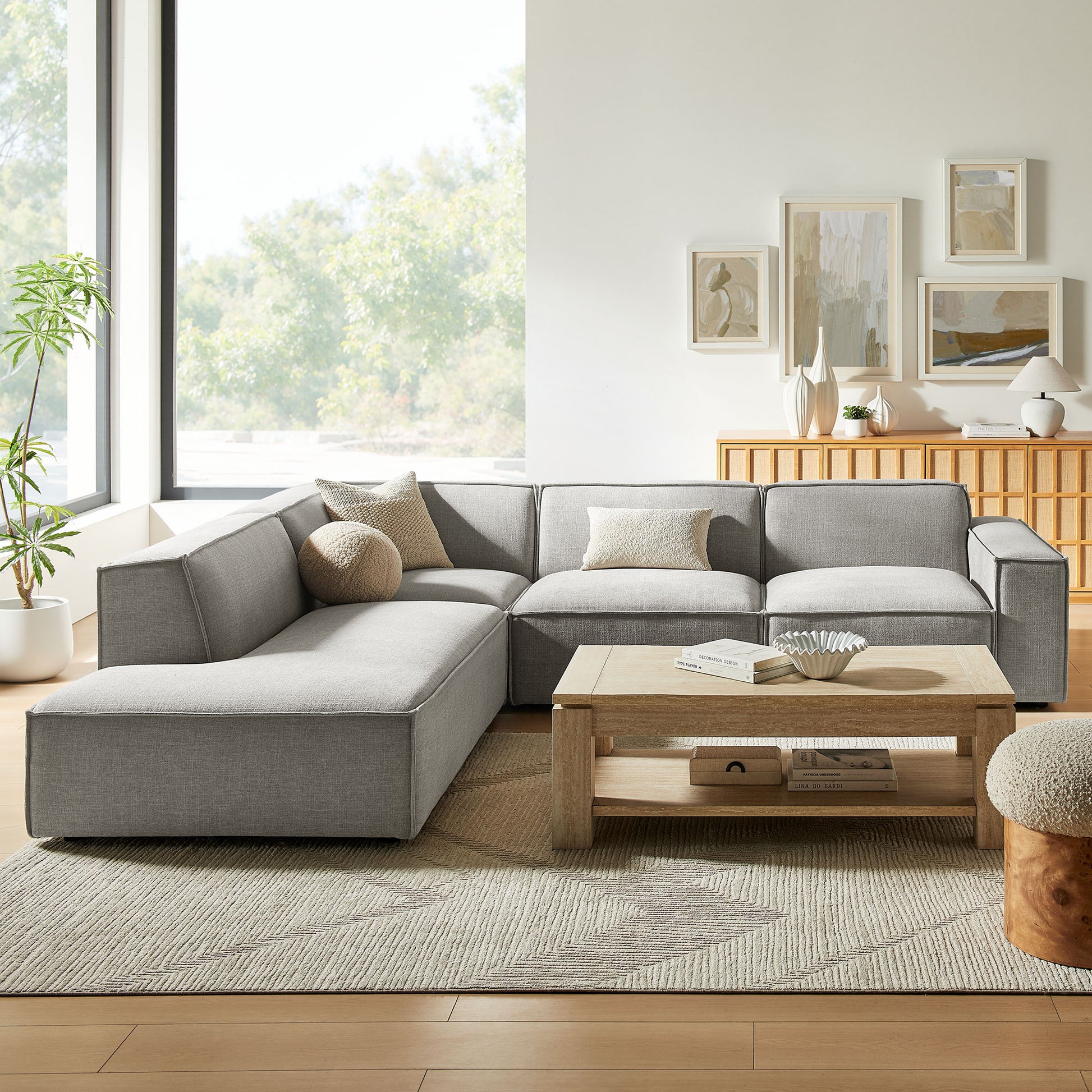 Restore 4-Piece Performance Fabric Upholstered Modular L-Shaped Sofa by Modway