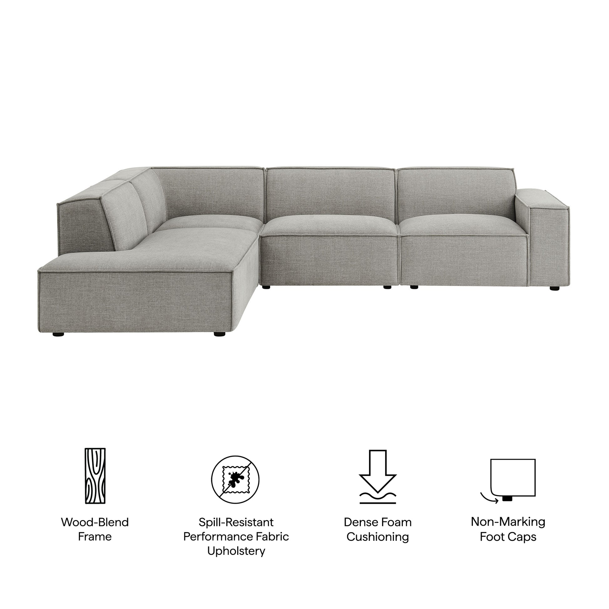 Restore 4-Piece Performance Fabric Upholstered Modular L-Shaped Sofa by Modway