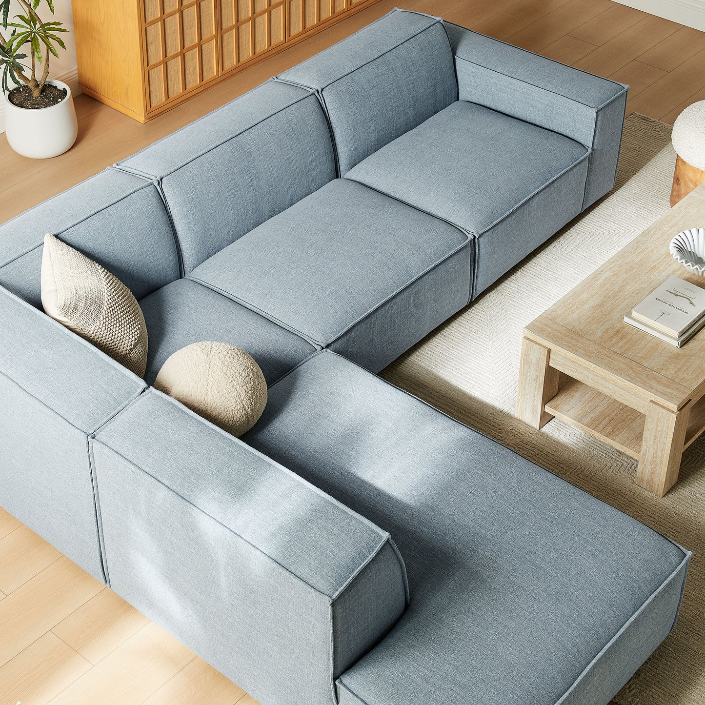Restore 4-Piece Performance Fabric Upholstered Modular L-Shaped Sofa by Modway