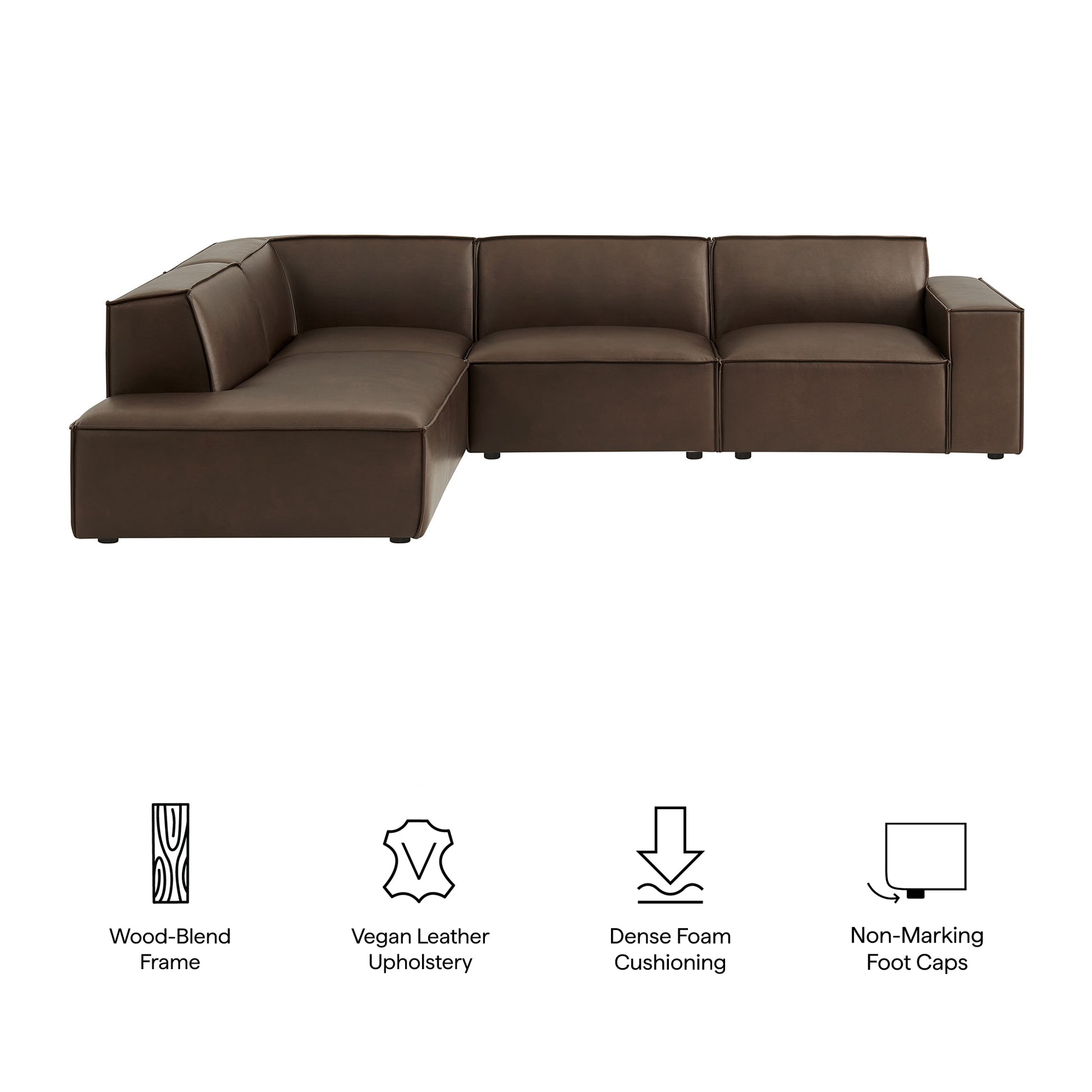 Restore 4-Piece Vegan Leather Modular L-Shaped Sofa by Modway