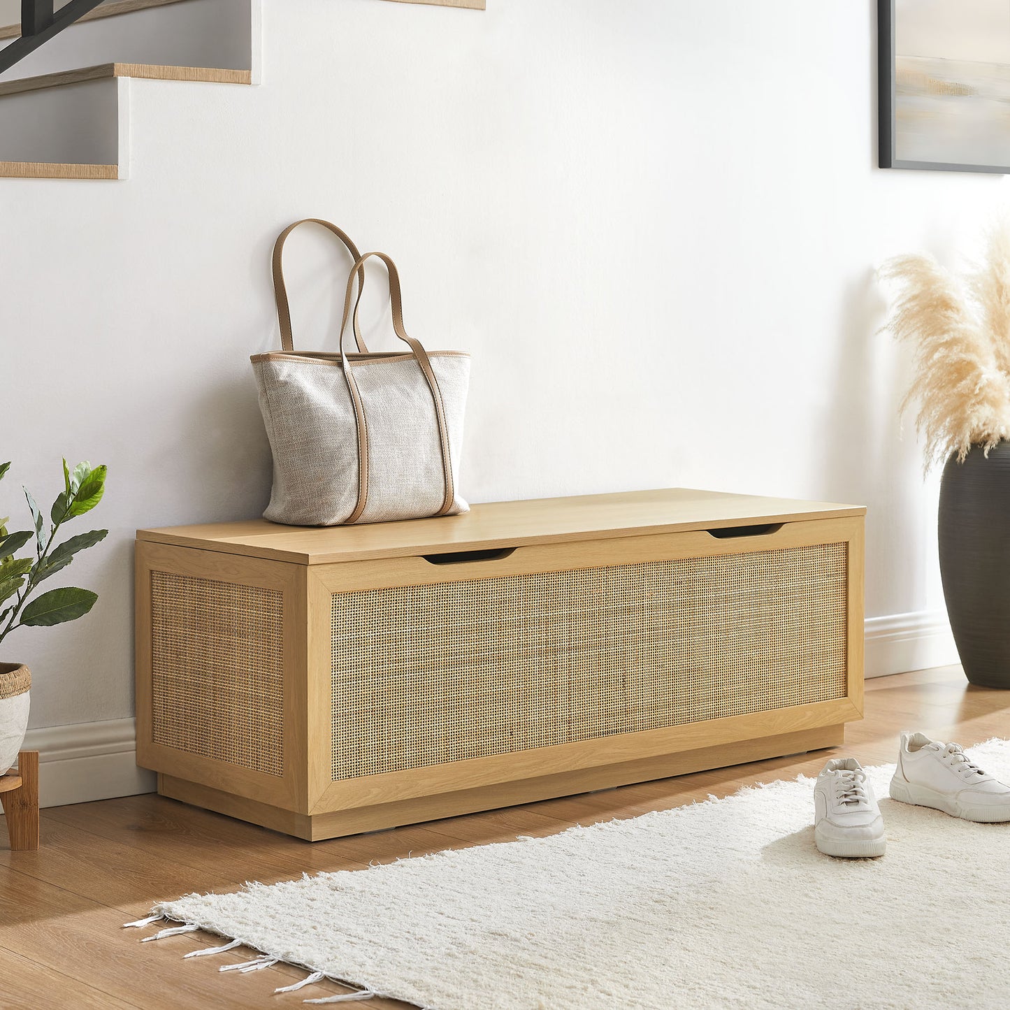 Soma 47" Rattan Storage Bench by Modway - Stylish Woven Seating with Lift-Top Storage