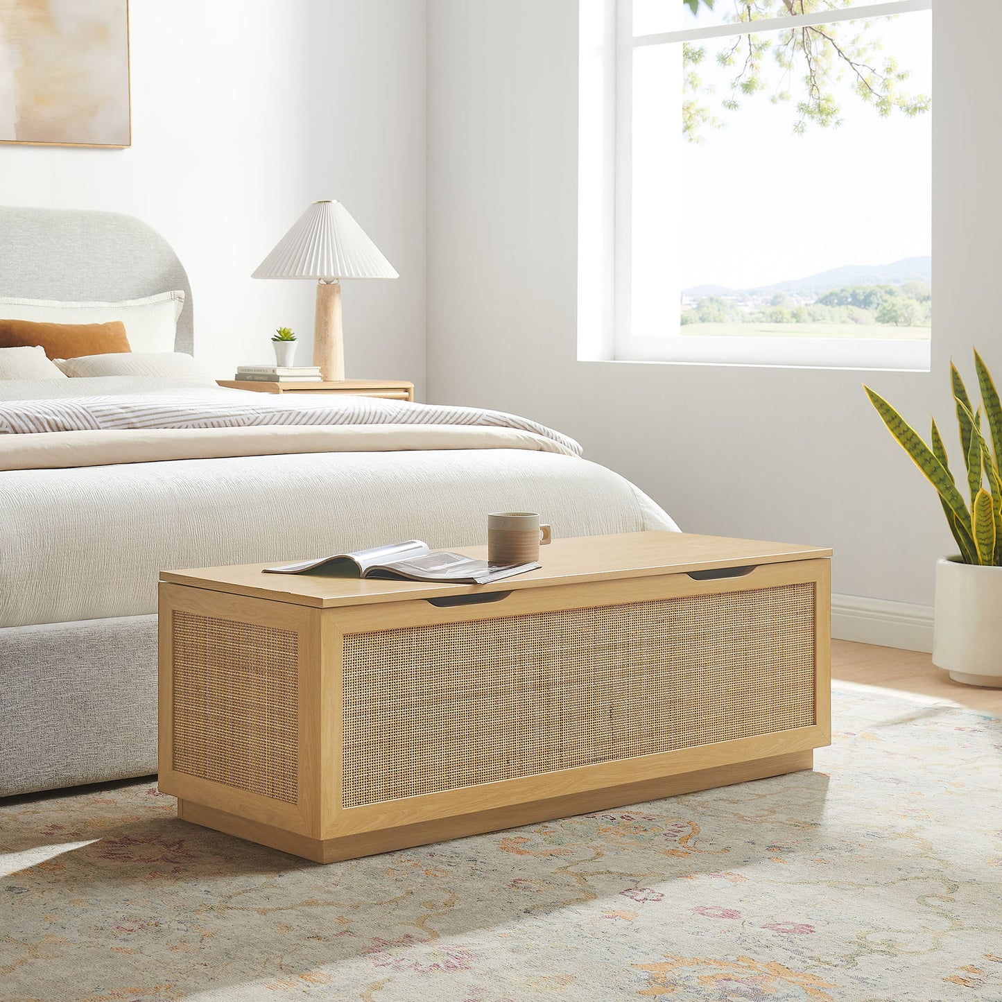 Soma 47" Rattan Storage Bench by Modway - Stylish Woven Seating with Lift-Top Storage