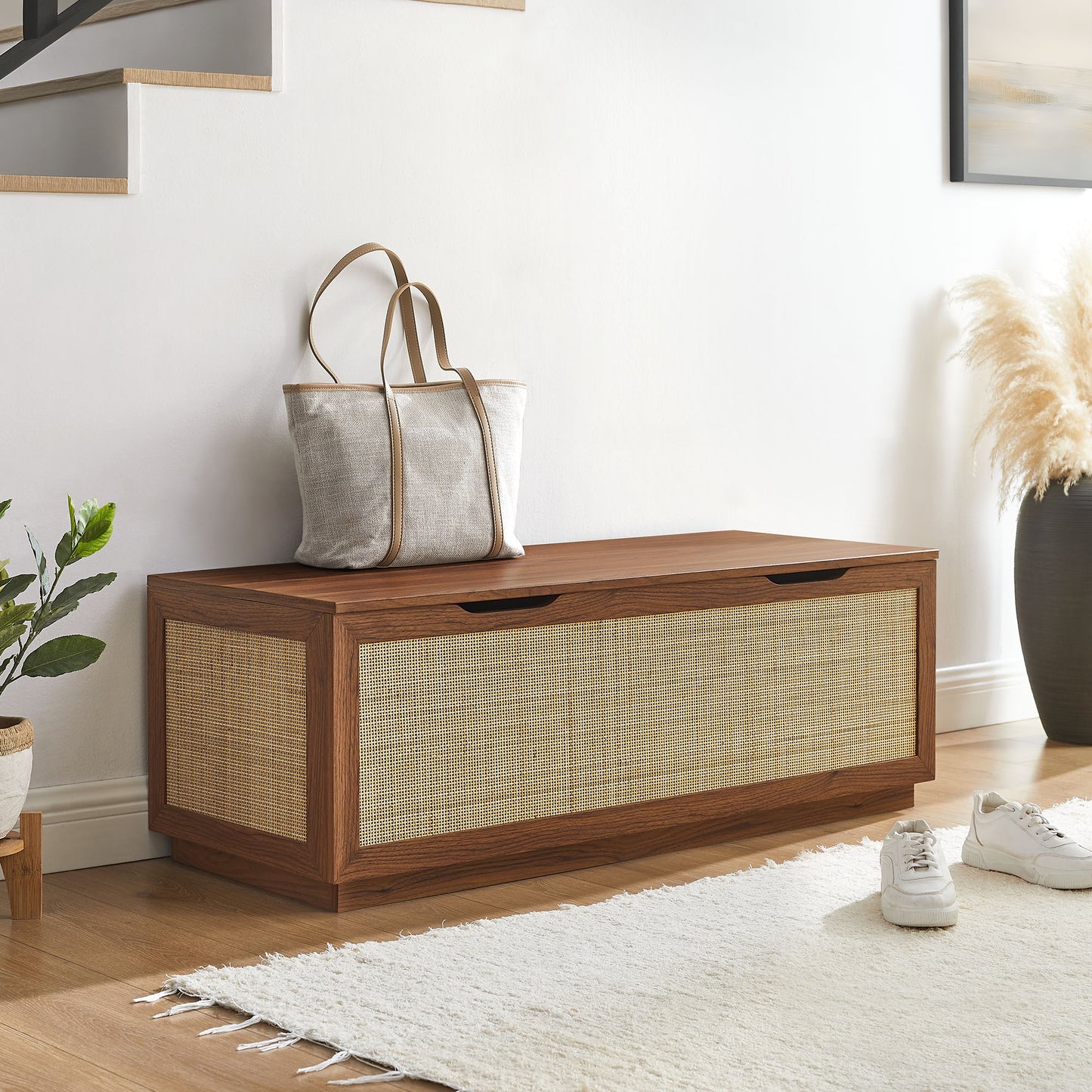 Soma 47" Rattan Storage Bench by Modway - Stylish Woven Seating with Lift-Top Storage