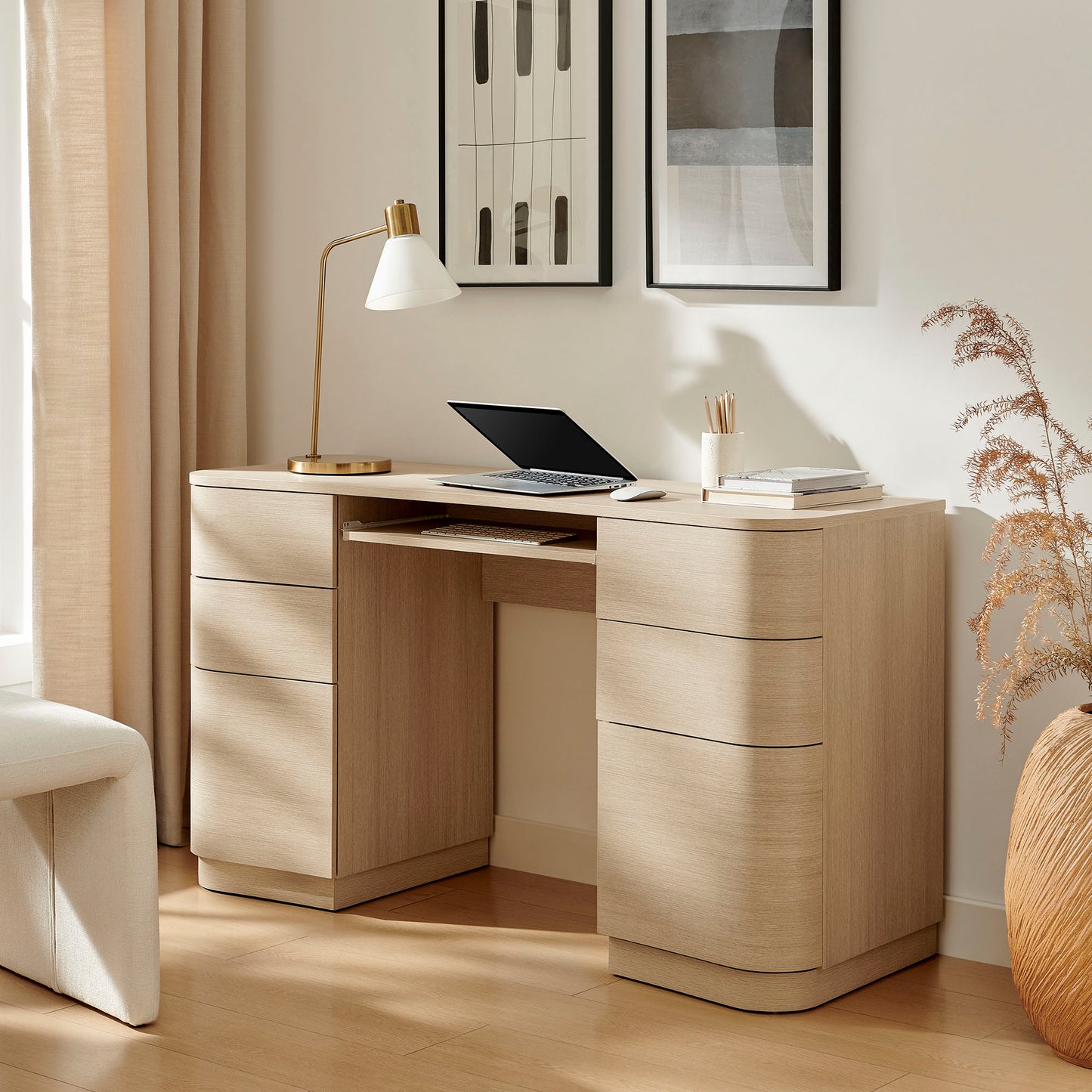 Mirae 55" 6-Drawer Curved Office Desk by Modway EEI-7436-BOA