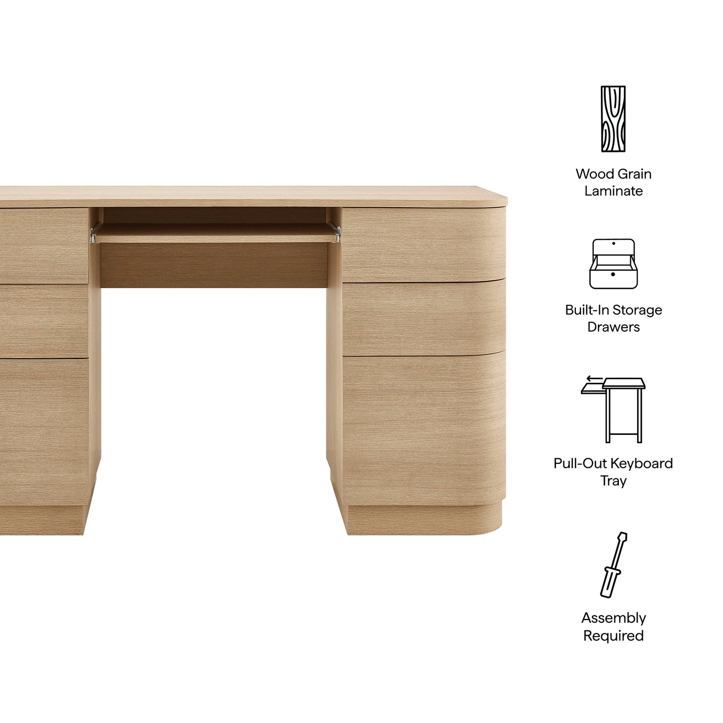 Mirae 55" 6-Drawer Curved Office Desk by Modway EEI-7436-BOA