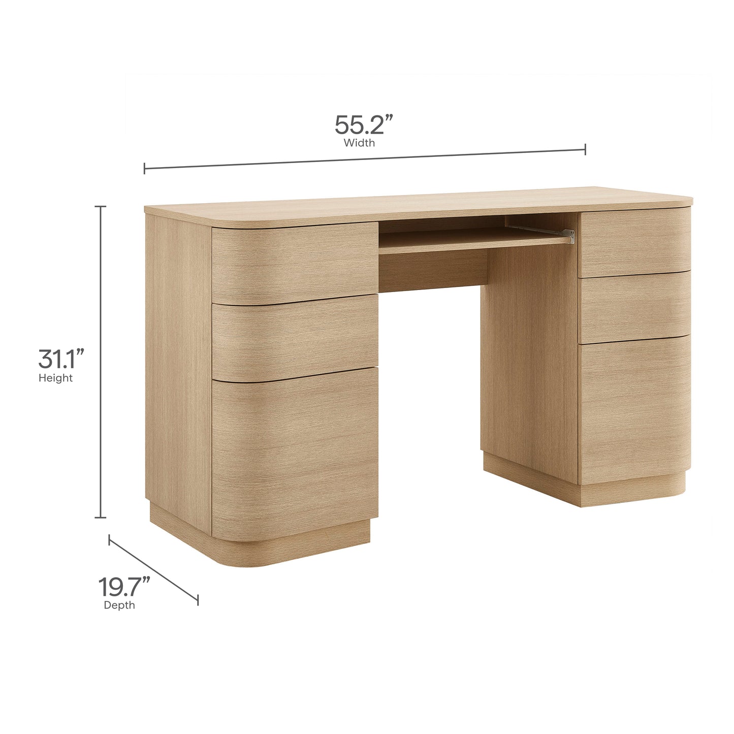 Mirae 55" 6-Drawer Curved Office Desk by Modway EEI-7436-BOA