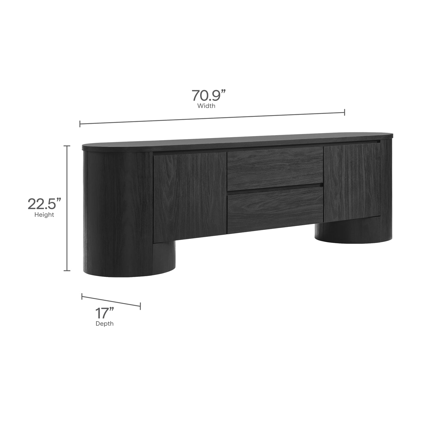 Duval 71 Inch Oval TV Cabinet by Modway EEI-7440 Mid-Century Modern Entertainment Console