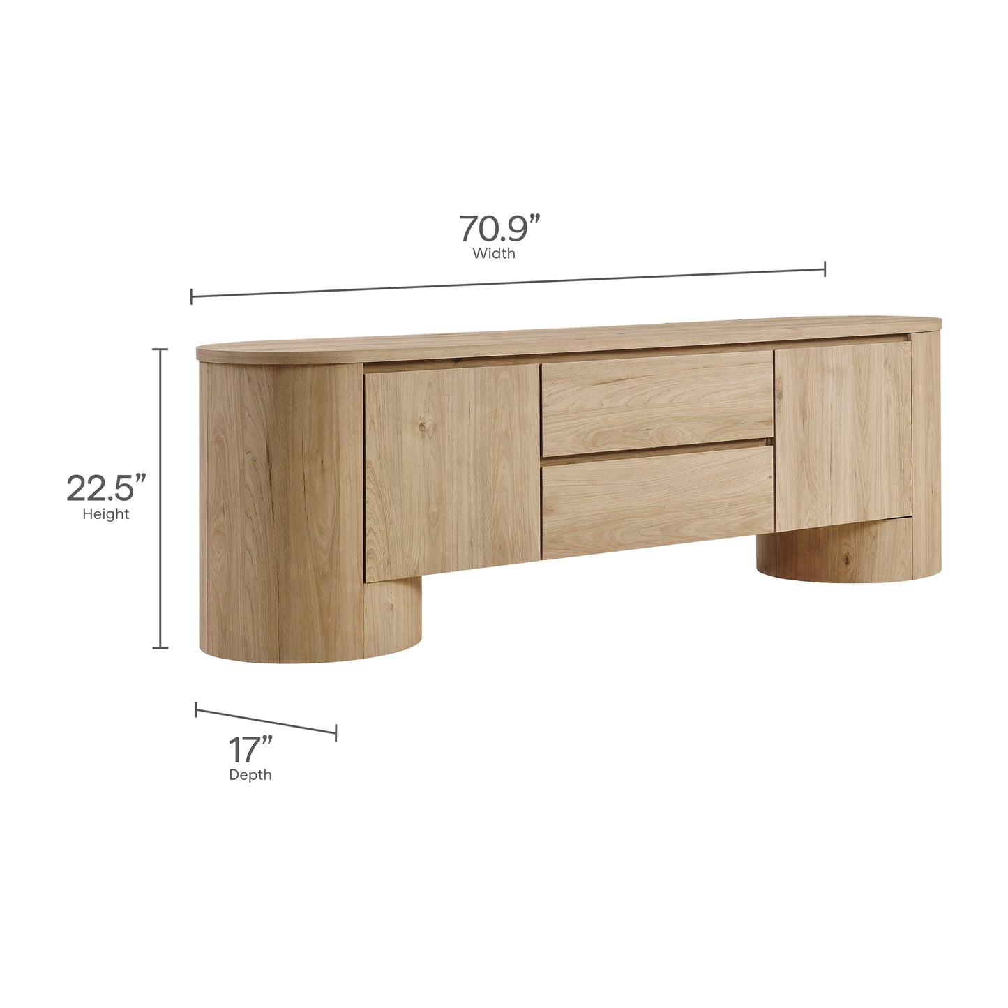Duval 71 Inch Oval TV Cabinet by Modway EEI-7440 Mid-Century Modern Entertainment Console