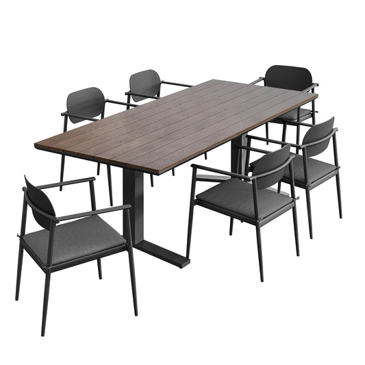 Aeris 7-Piece Outdoor Patio Aluminum Dining Set by Modway EEI-7441-CHA-CHA-SET