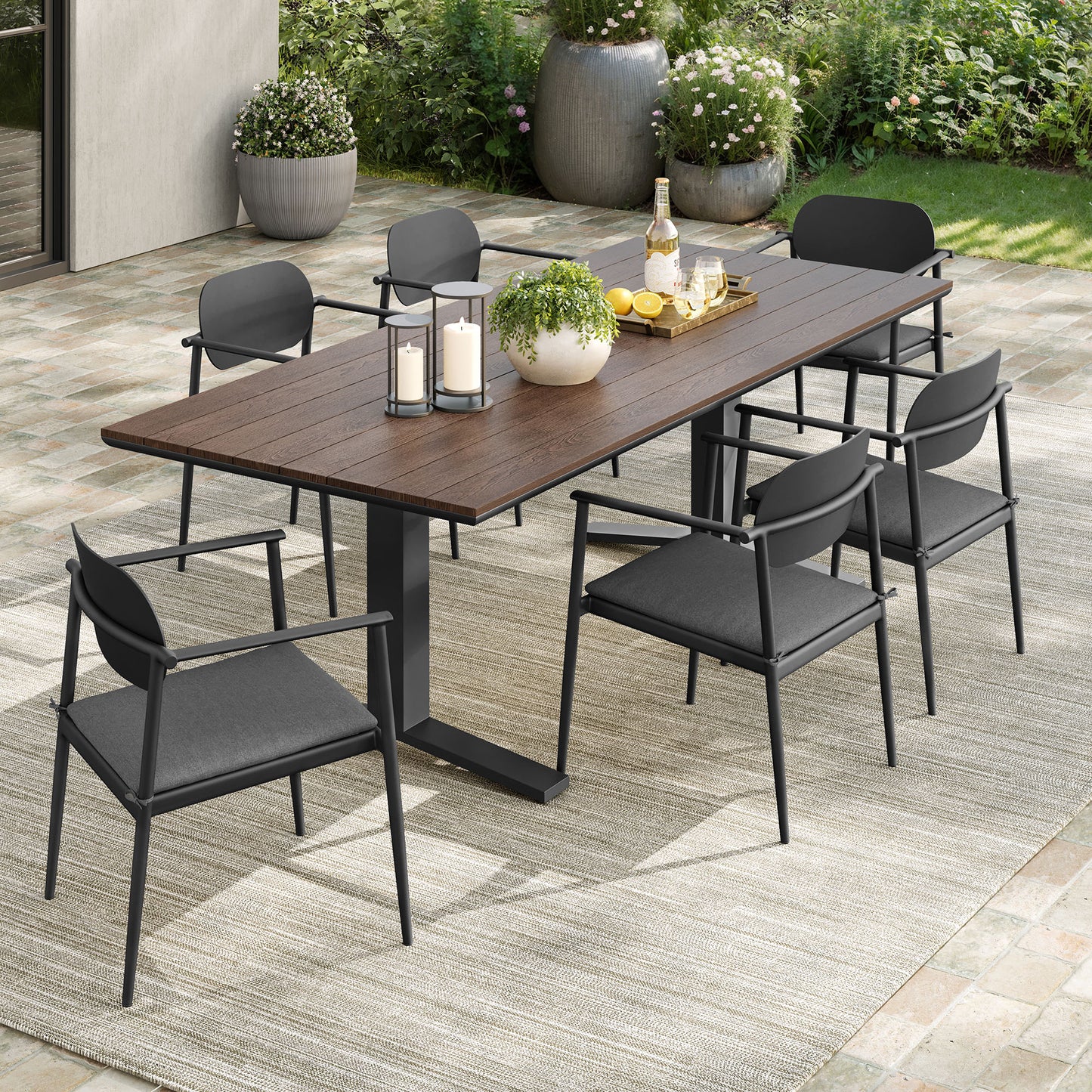 Aeris 7-Piece Outdoor Patio Aluminum Dining Set by Modway EEI-7441 with Table and Chairs