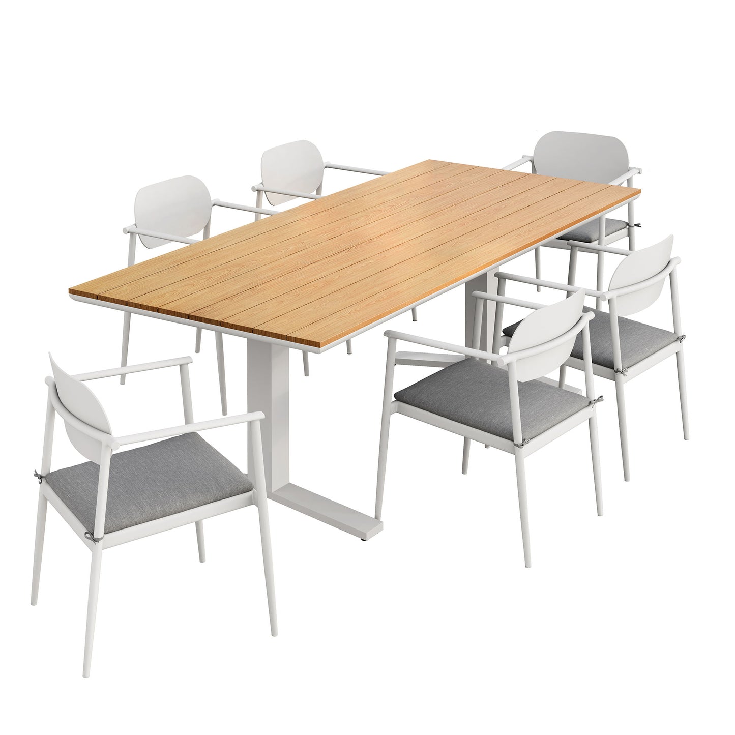 Aeris 7-Piece Outdoor Patio Aluminum Dining Set by Modway EEI-7441 with Table and Chairs