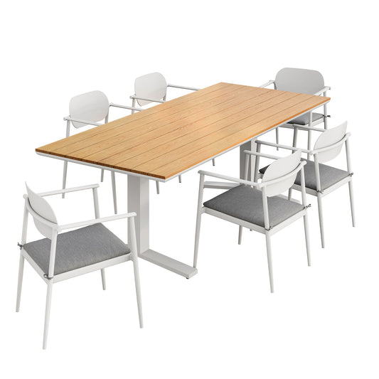 Aeris 7-Piece Outdoor Patio Aluminum Dining Set by Modway EEI-7441 with Table and Chairs