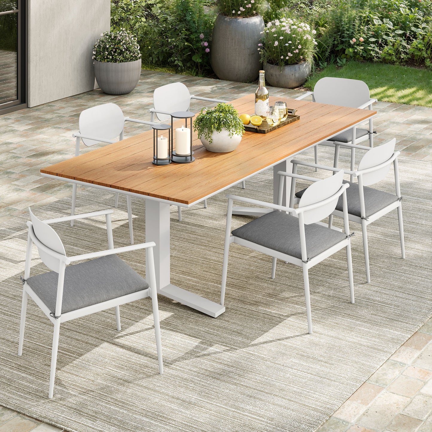 Aeris 7-Piece Outdoor Patio Aluminum Dining Set by Modway EEI-7441 with Table and Chairs