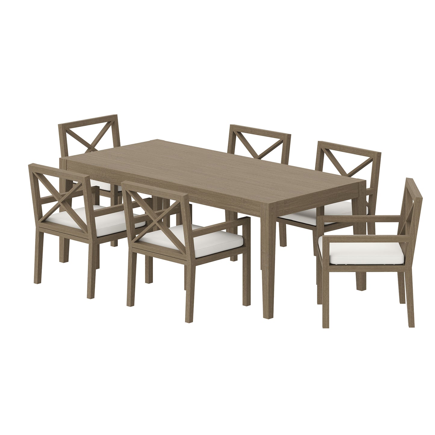 Northlake 7-Piece Outdoor Patio Teak Wood Dining Set by Modway EEI-7445-WGR-WHI
