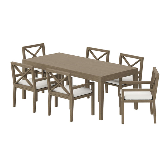 Northlake 7-Piece Outdoor Patio Teak Wood Dining Set by Modway EEI-7445-WGR-WHI
