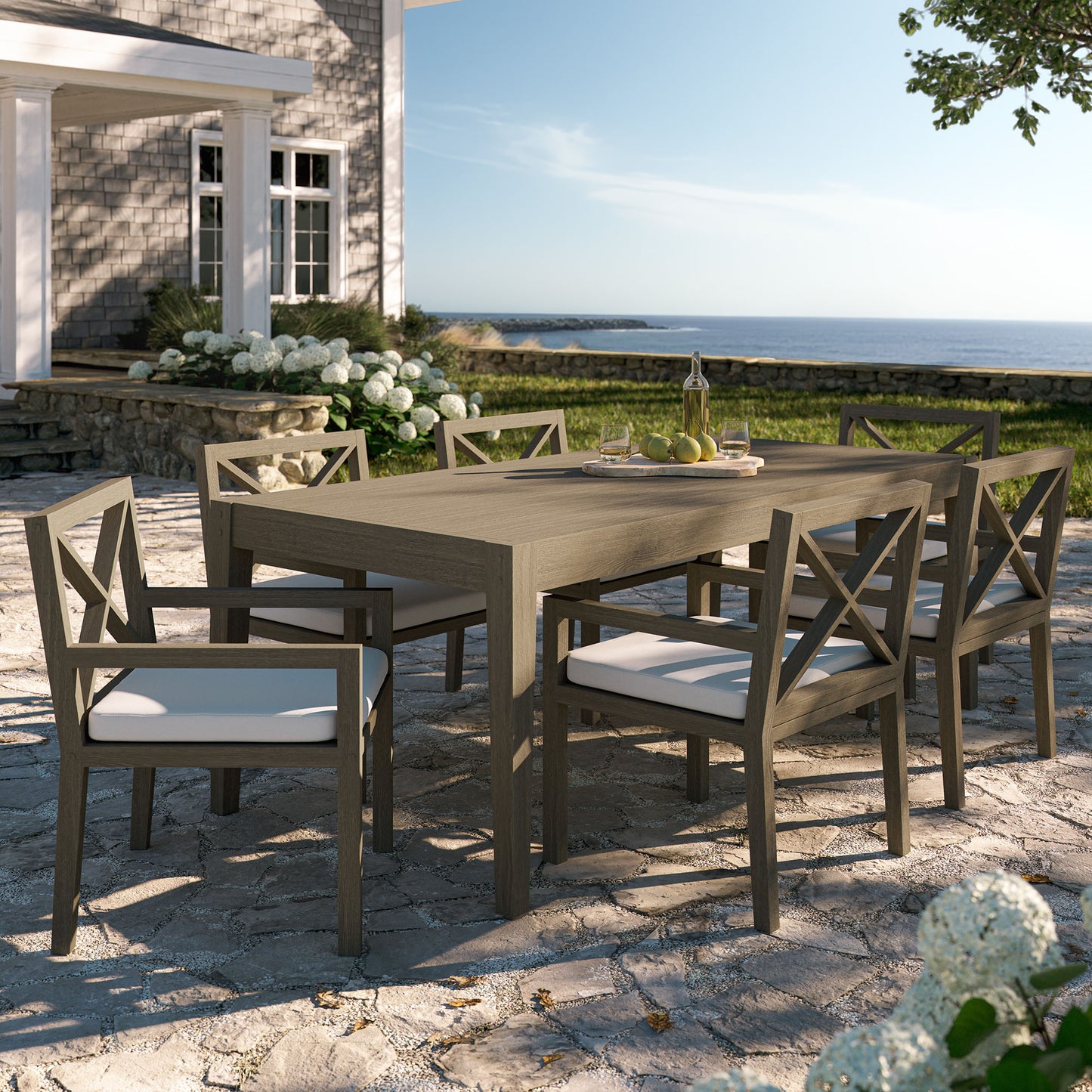 Northlake 7-Piece Outdoor Patio Teak Wood Dining Set by Modway EEI-7445-WGR-WHI