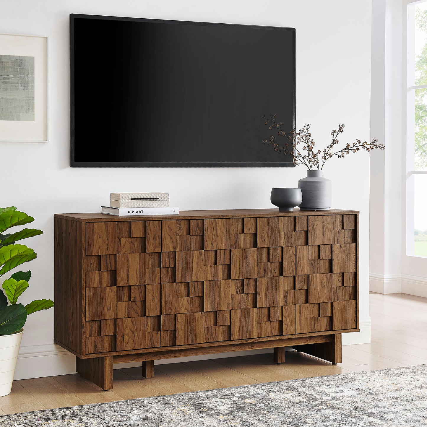 Owen 59 Inch 4 Door Geometric Sideboard by Modway EEI-7448-WAL