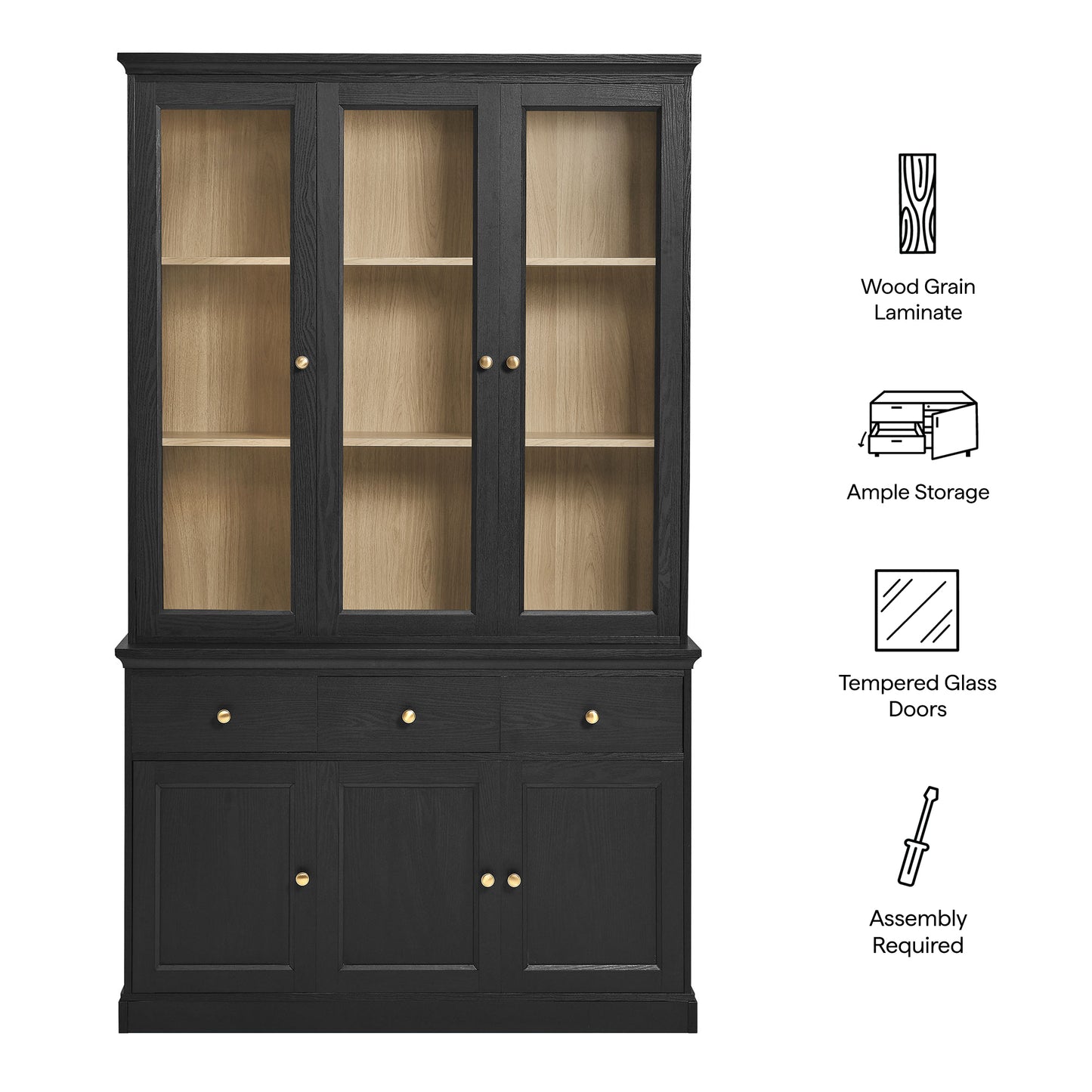 Amara 79 Inch Large Storage Display Cabinet by Modway EEI-7449-BLK-OAK
