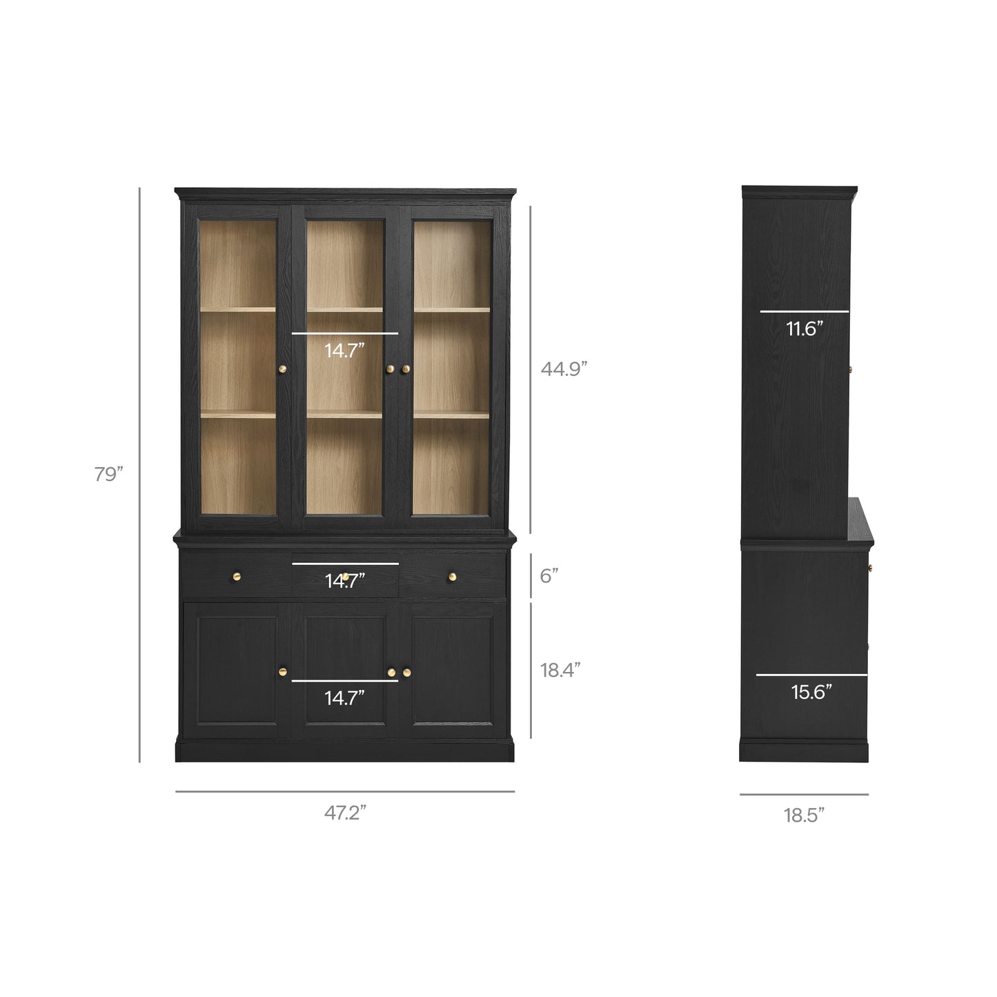 Amara 79 Inch Large Storage Display Cabinet by Modway EEI-7449-BLK-OAK