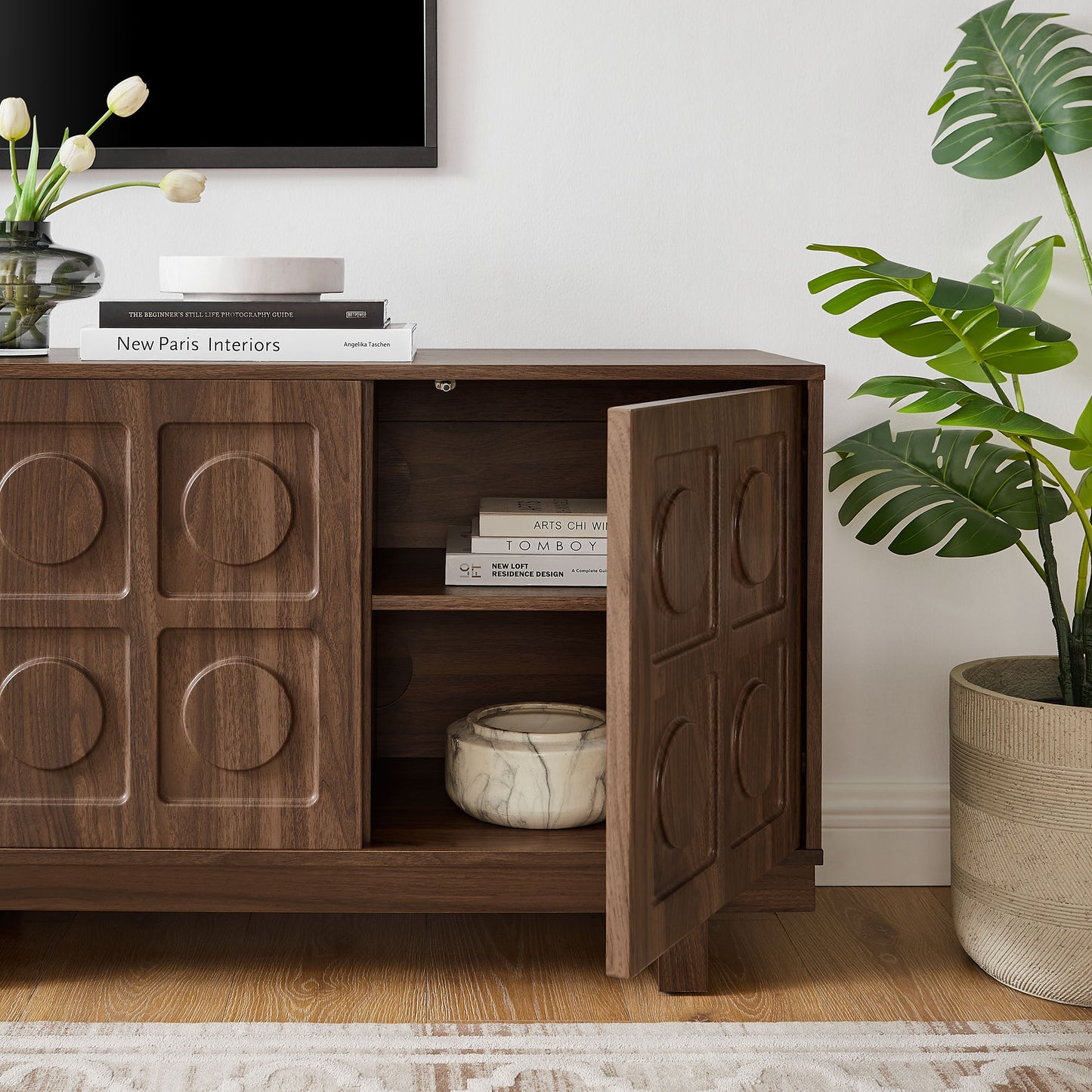 Knox TV Stand by Modway EEI-7450 - Mid-Century Inspired Media Console with Storage