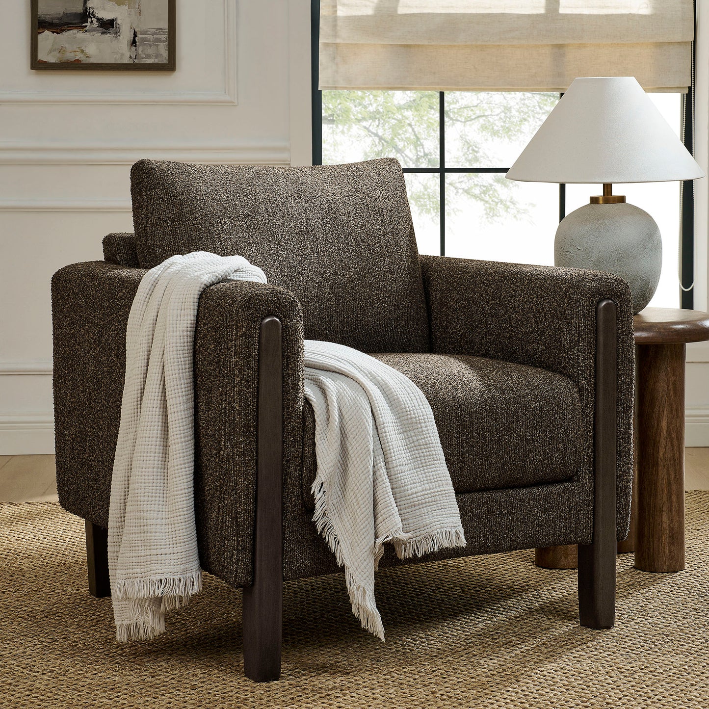 Hawken Boucle Fabric Accent Armchair by Modway Upholstered Modern Living Room Chair