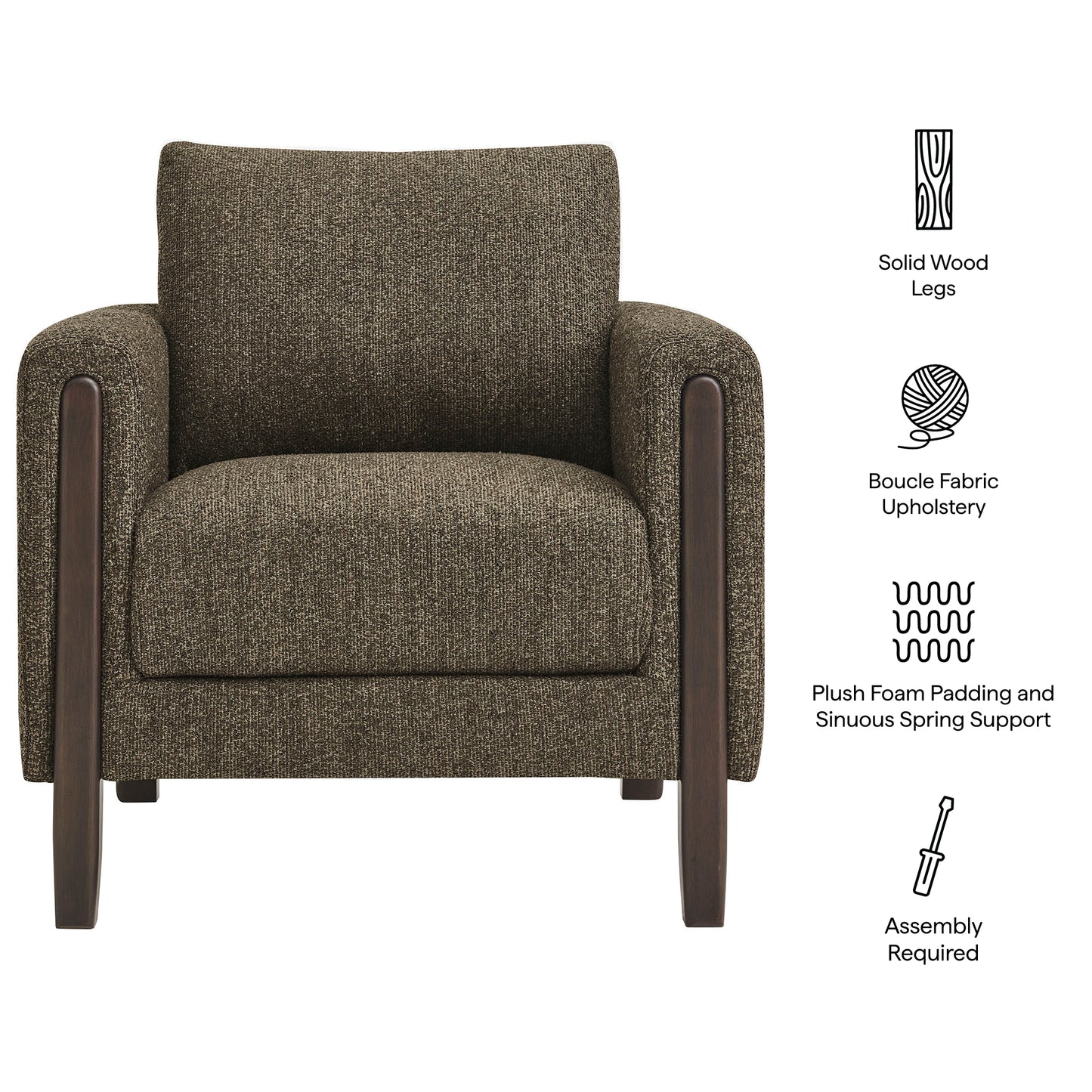Hawken Boucle Fabric Accent Armchair by Modway Upholstered Modern Living Room Chair