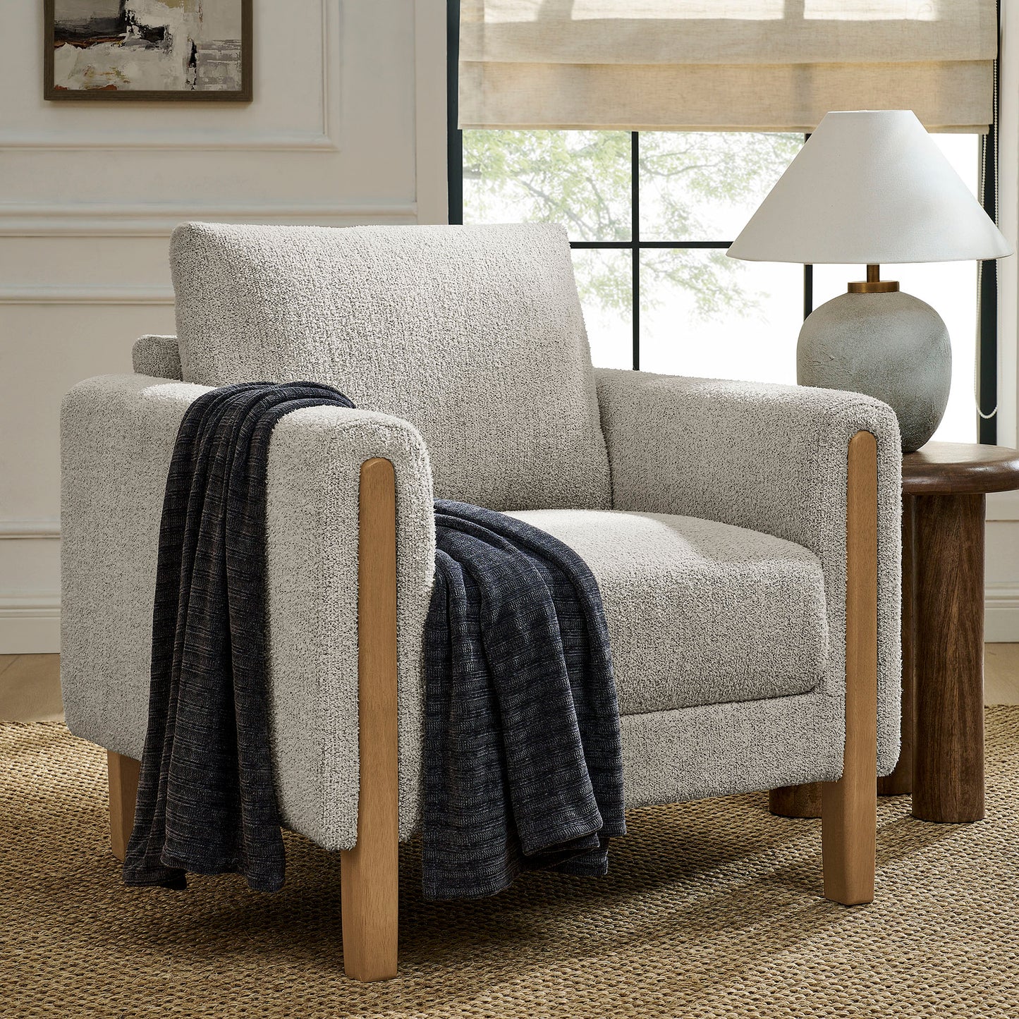 Hawken Boucle Fabric Accent Armchair by Modway Upholstered Modern Living Room Chair