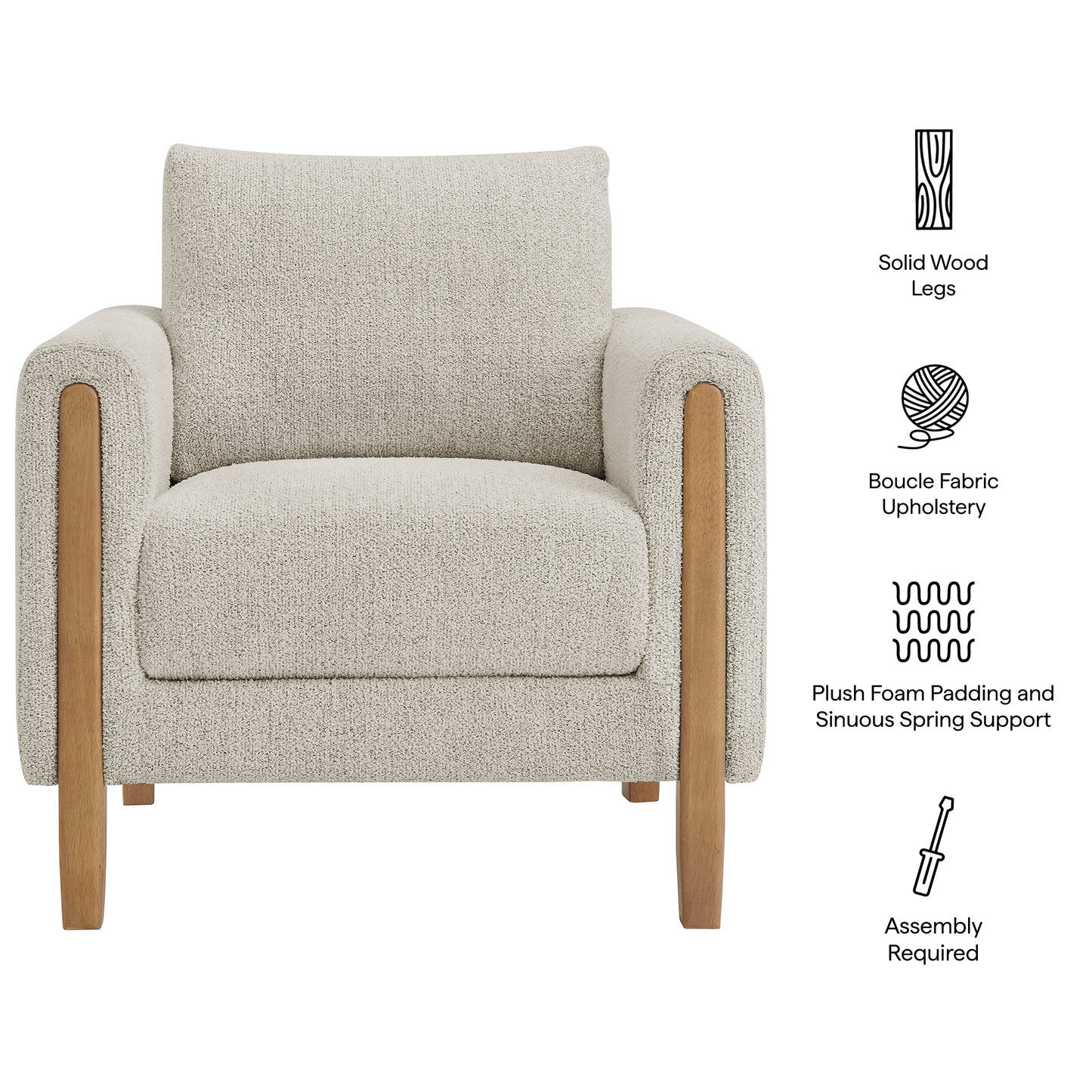 Hawken Boucle Fabric Accent Armchair by Modway Upholstered Modern Living Room Chair