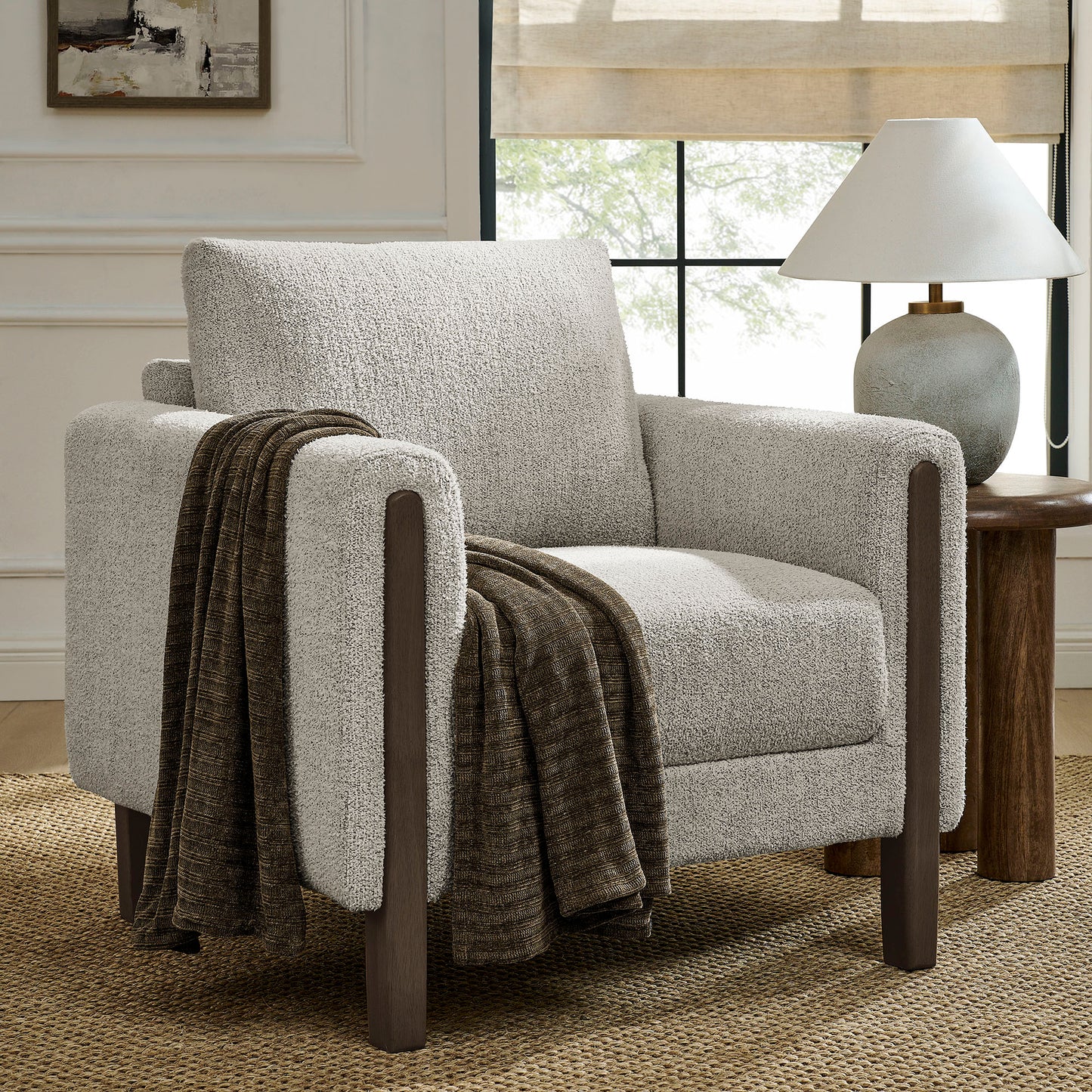 Hawken Boucle Fabric Accent Armchair by Modway Upholstered Modern Living Room Chair