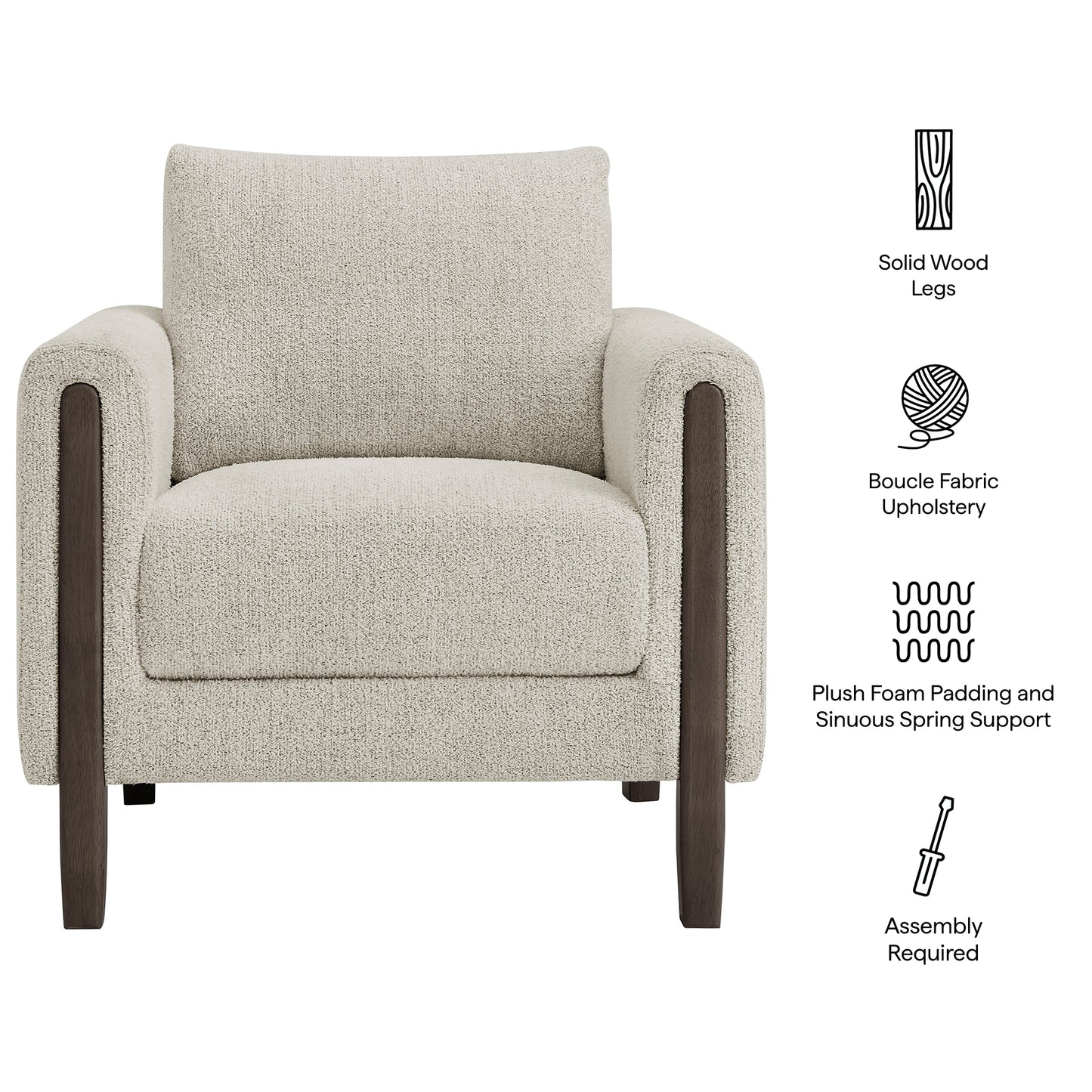 Hawken Boucle Fabric Accent Armchair by Modway Upholstered Modern Living Room Chair