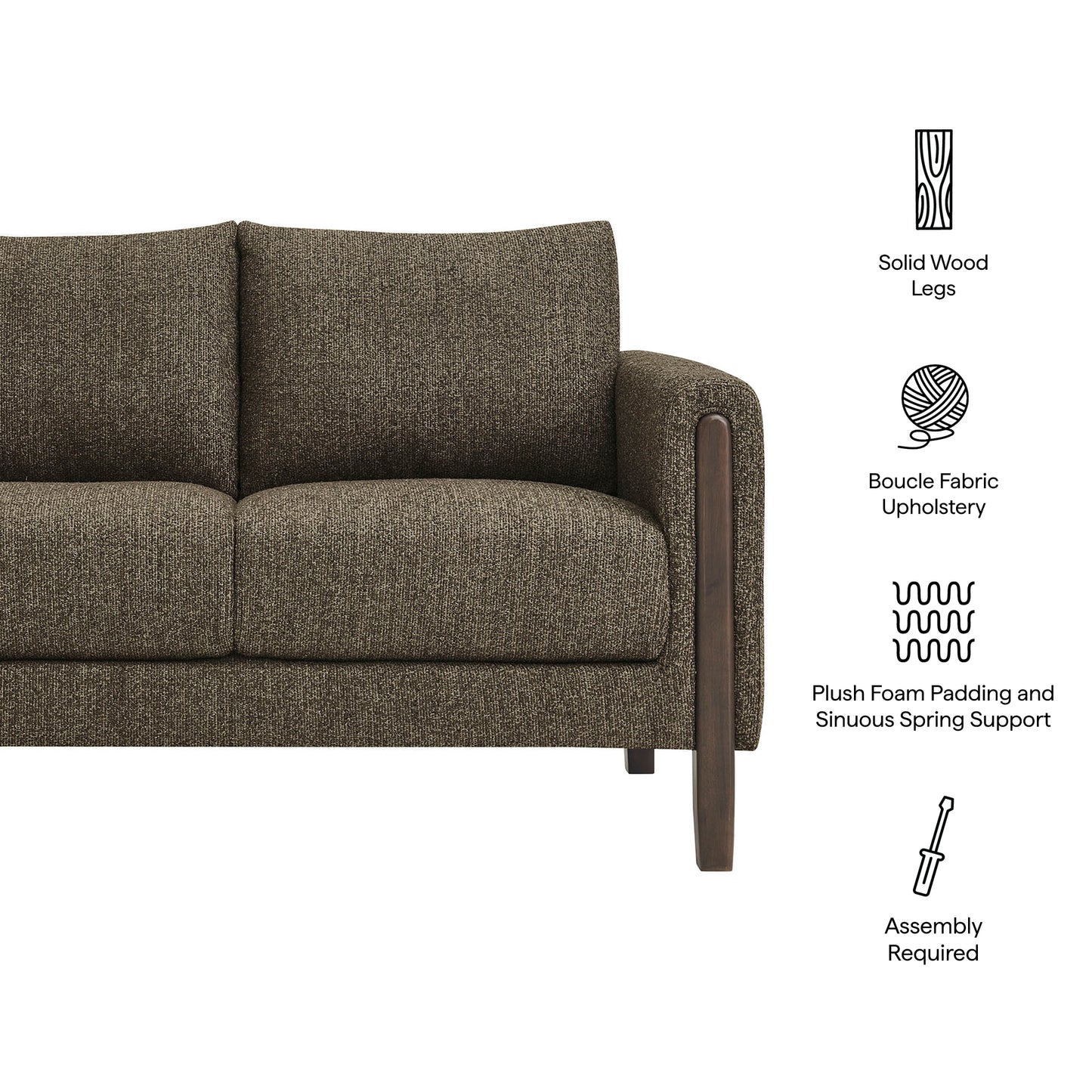 Hawken Boucle Fabric Loveseat by Modway - Mid-Century Modern Upholstered Accent Sofa