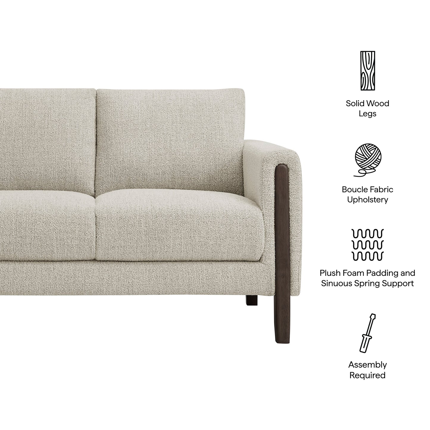 Hawken Boucle Fabric Loveseat by Modway - Mid-Century Modern Upholstered Accent Sofa