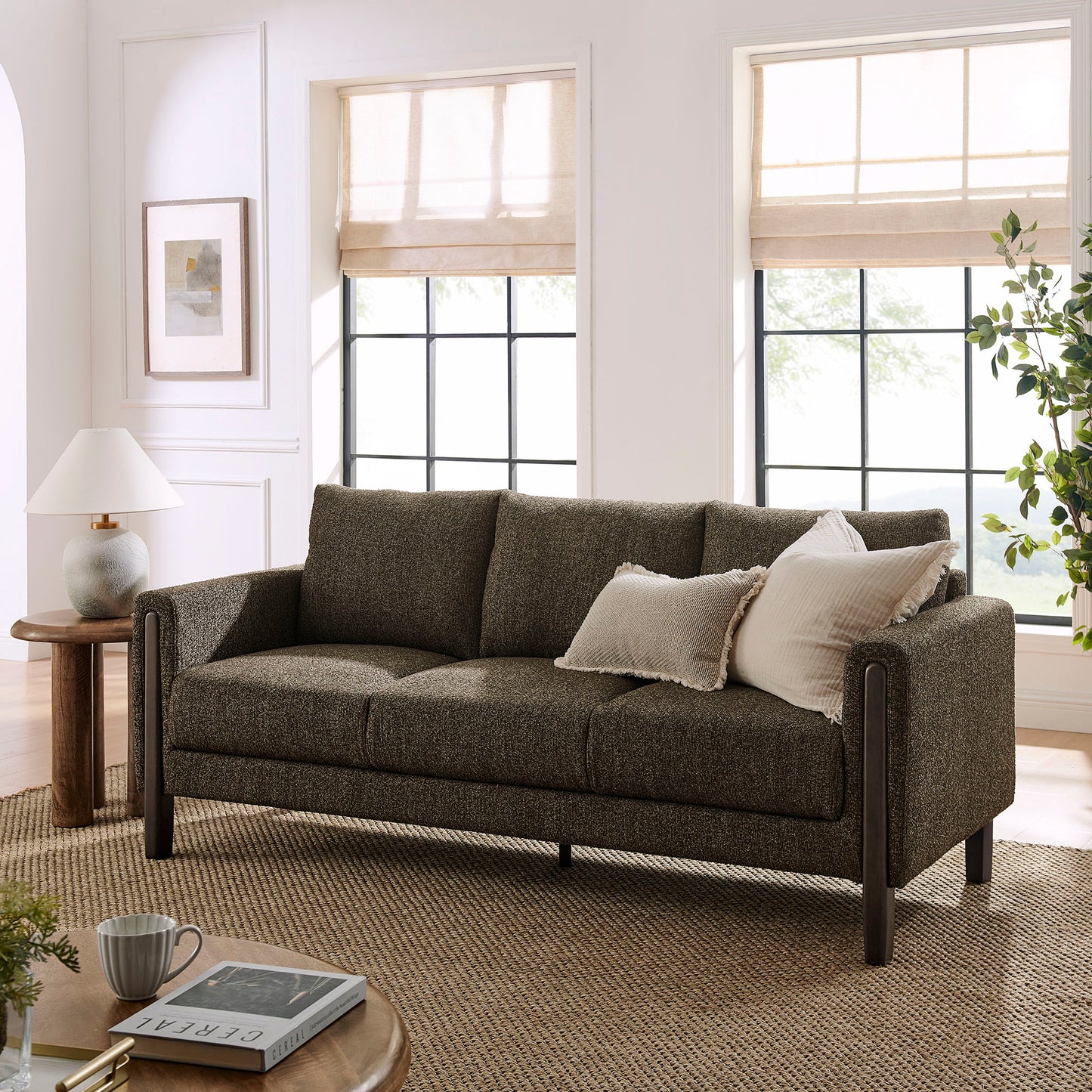Hawken Boucle Fabric Sofa by Modway - Plush Boucle Upholstered Modern Living Room Sofa
