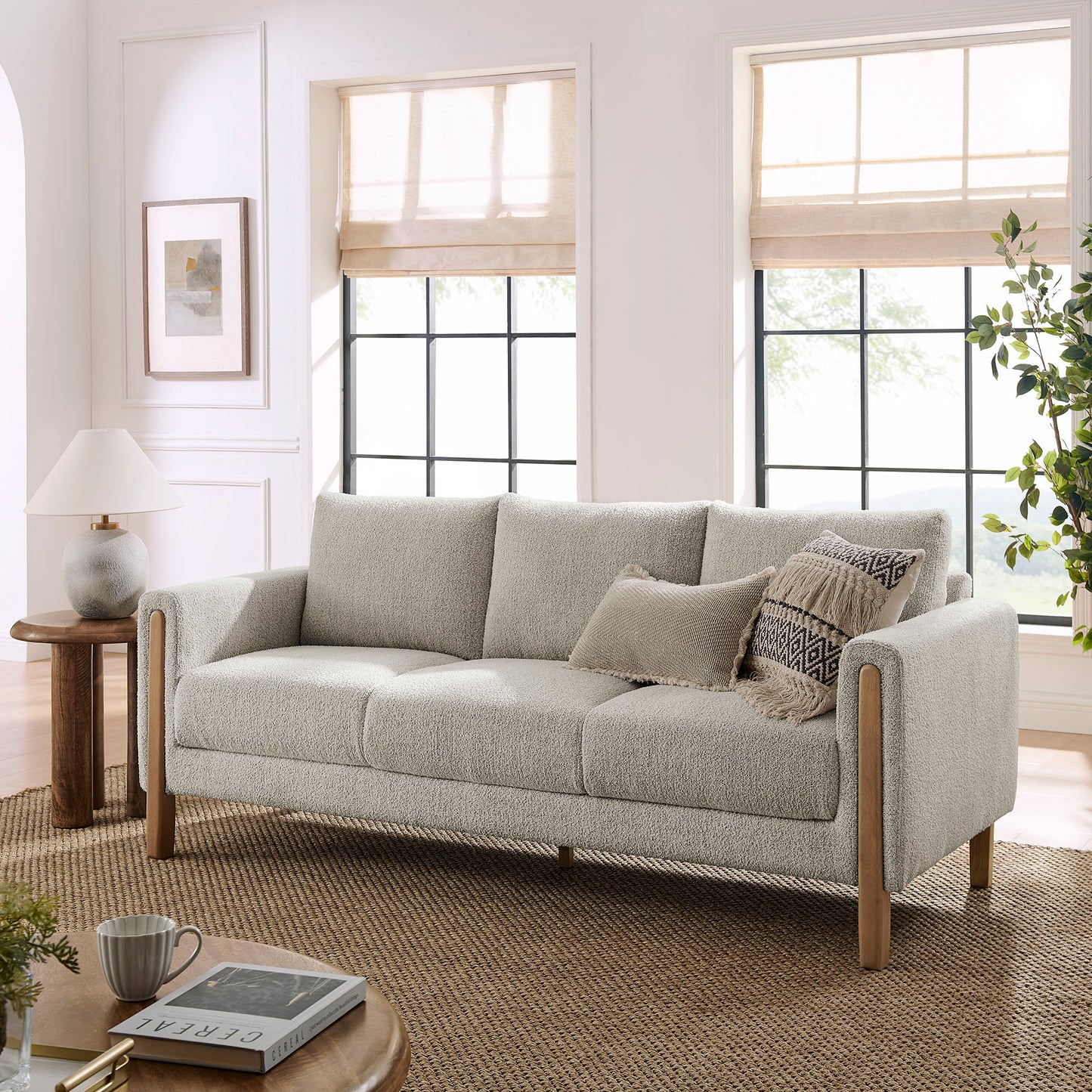 Hawken Boucle Fabric Sofa by Modway - Plush Boucle Upholstered Modern Living Room Sofa
