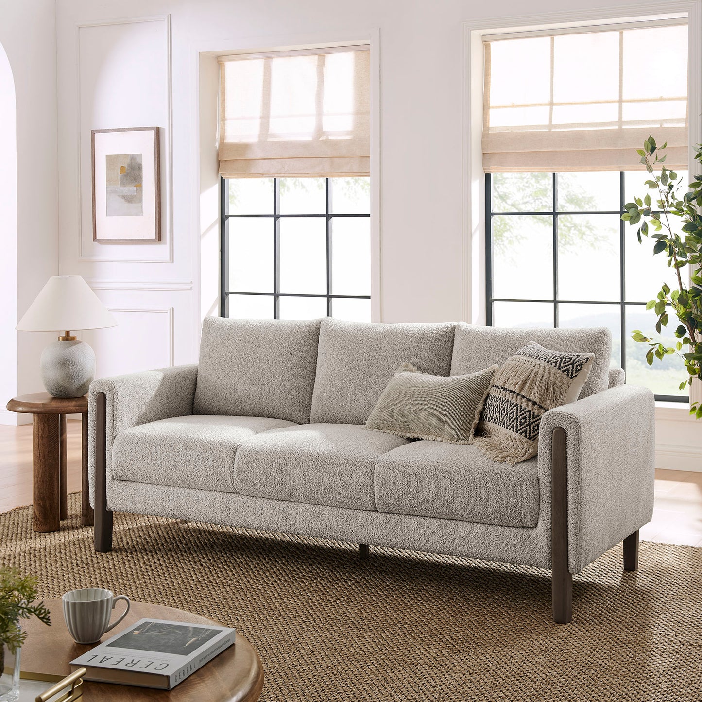 Hawken Boucle Fabric Sofa by Modway - Plush Boucle Upholstered Modern Living Room Sofa
