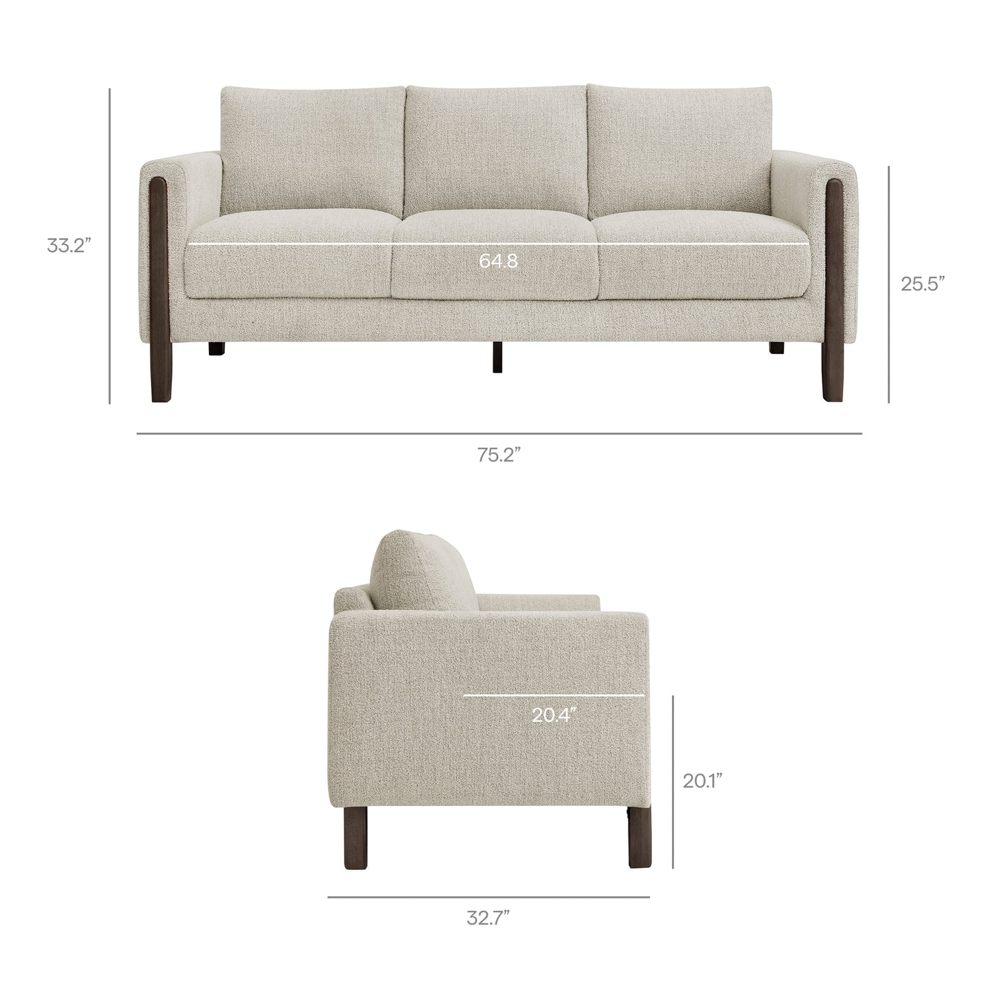 Hawken Boucle Fabric Sofa by Modway - Plush Boucle Upholstered Modern Living Room Sofa
