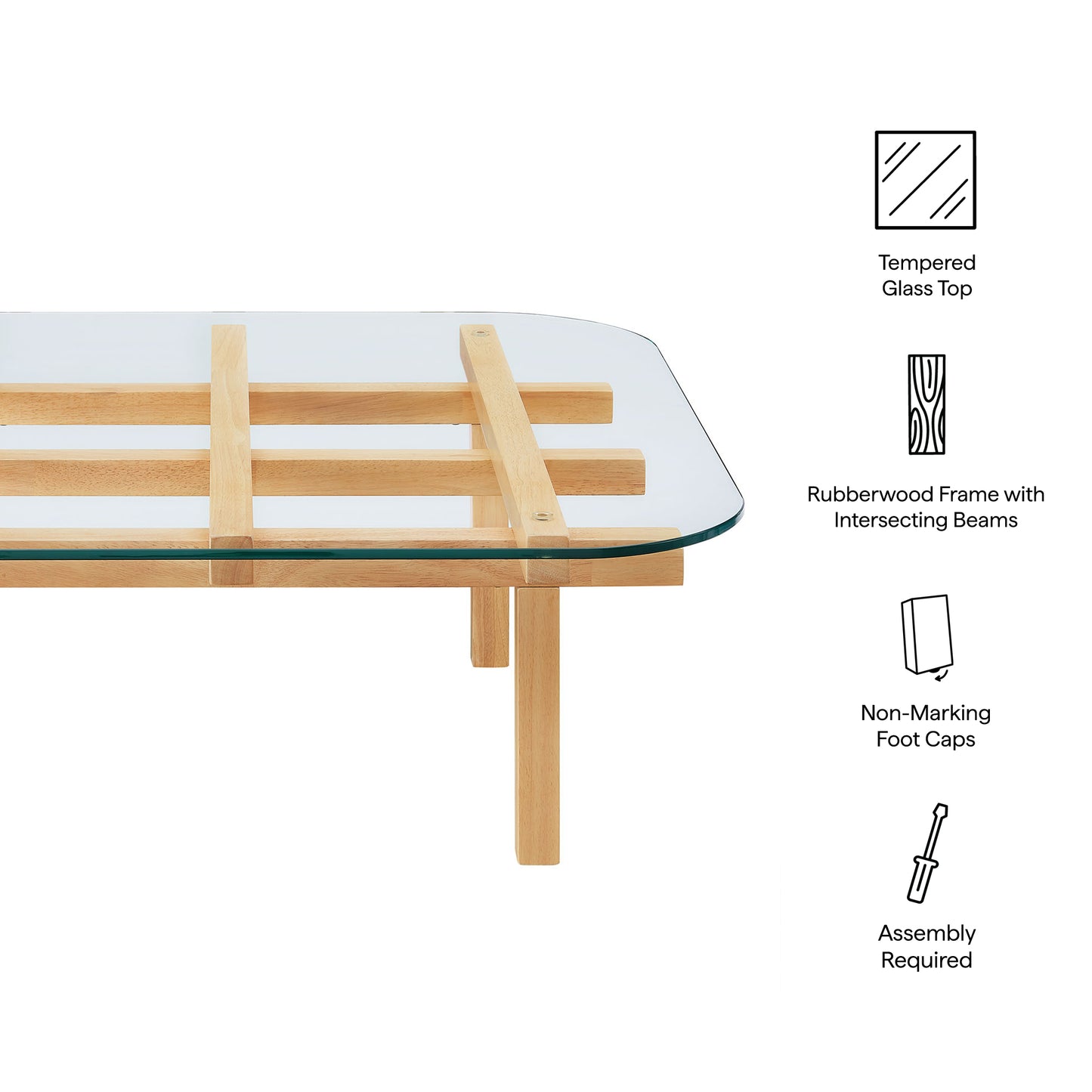 Isby 35 Inch Tempered Glass Coffee Table by Modway EEI-7468, Modern Design