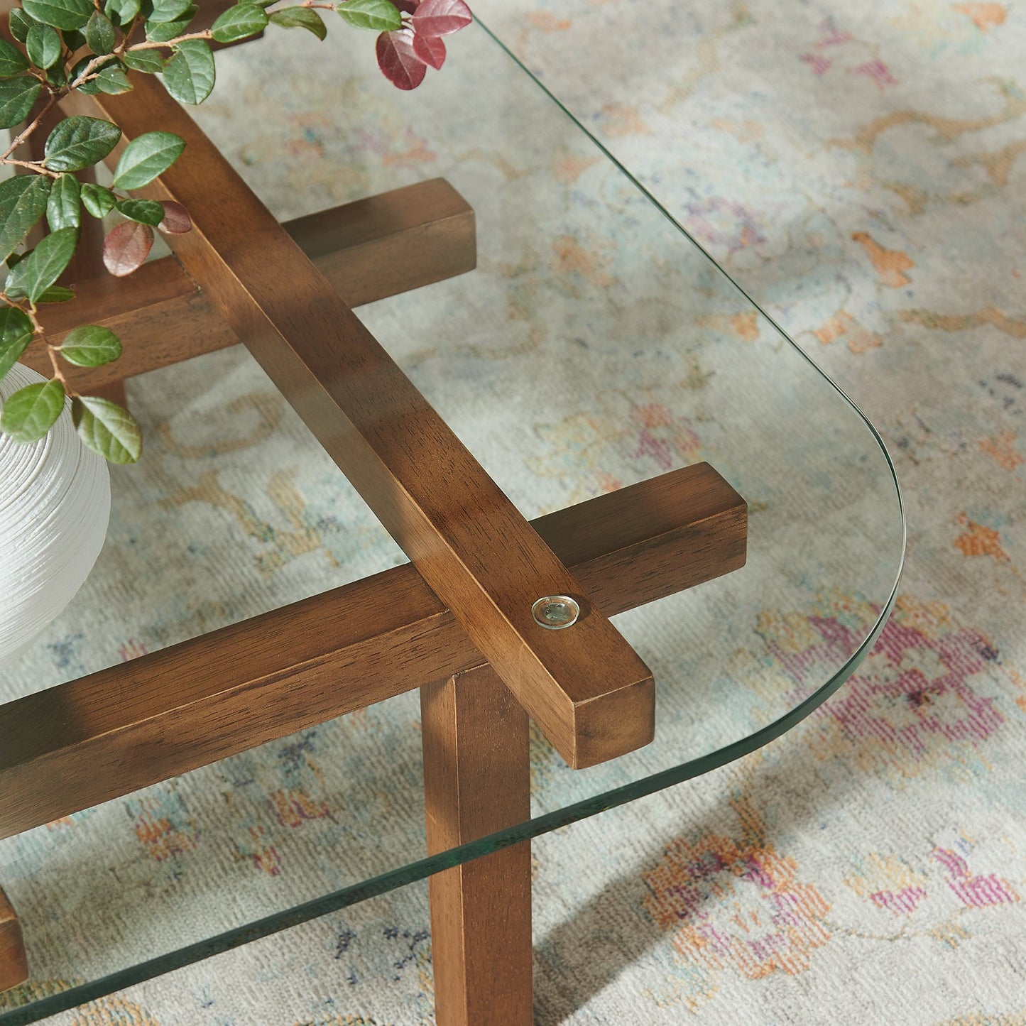 Isby 35 Inch Tempered Glass Coffee Table by Modway EEI-7468, Modern Design