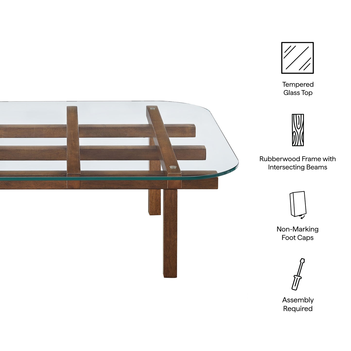 Isby 35 Inch Tempered Glass Coffee Table by Modway EEI-7468, Modern Design