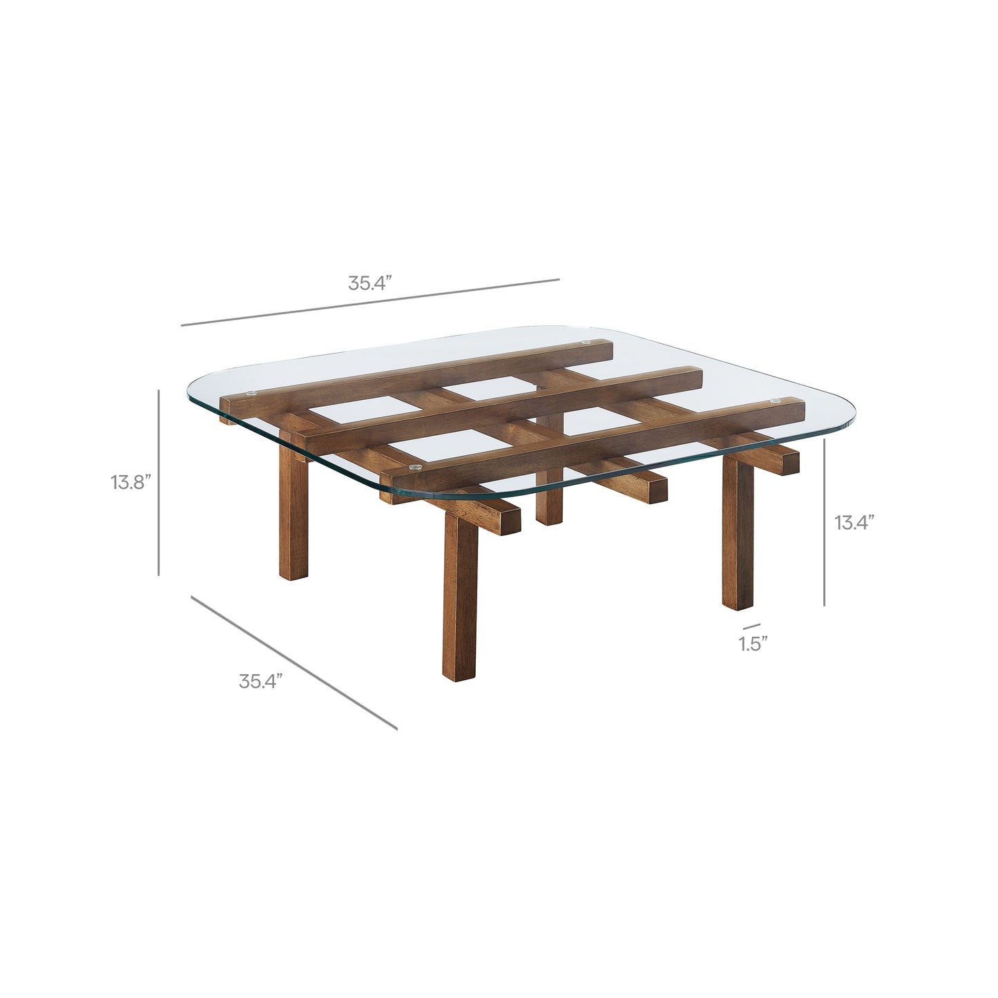 Isby 35 Inch Tempered Glass Coffee Table by Modway EEI-7468, Modern Design