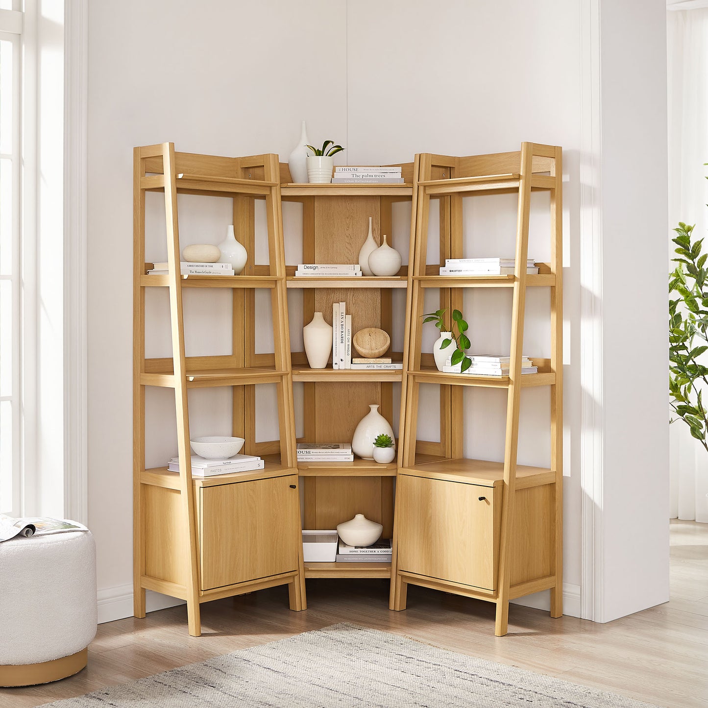 Bixby 3-piece Corner Bookshelf Set with Narrow Bookshelves by Modway EEI-7470-OAK