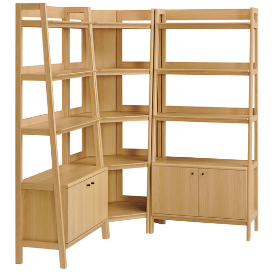 Bixby 3-Piece Corner Bookshelf Set with Wide Bookshelves by Modway